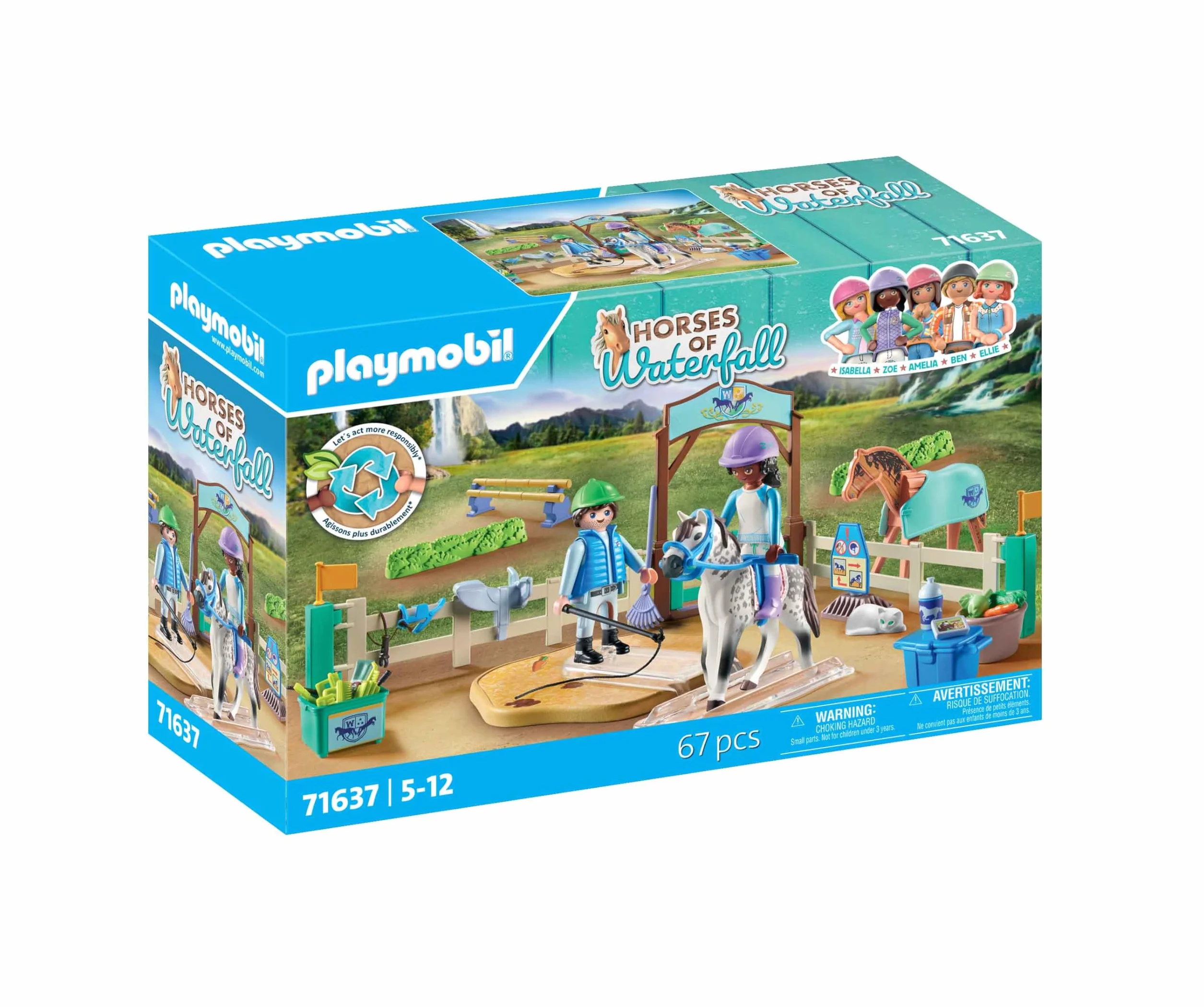 Playmobil 71637 Ecole d'équitation - Horses of Waterfall - Comprenant Un Plateau tournant, Un Cheval et des Accessoires d'équitation variés - Dès 5 Ans