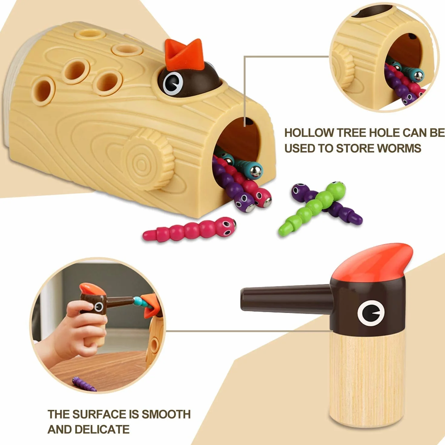 TOP BRIGHT Jeux Magnétique pour Garçon et Fille 2 Ans, Jouet Montessori 1 an à Motricité Fine pour Cadeau d'anniversaire d'enfant 3 Ans, Jeu de Pic à Nourrir avec Insectes