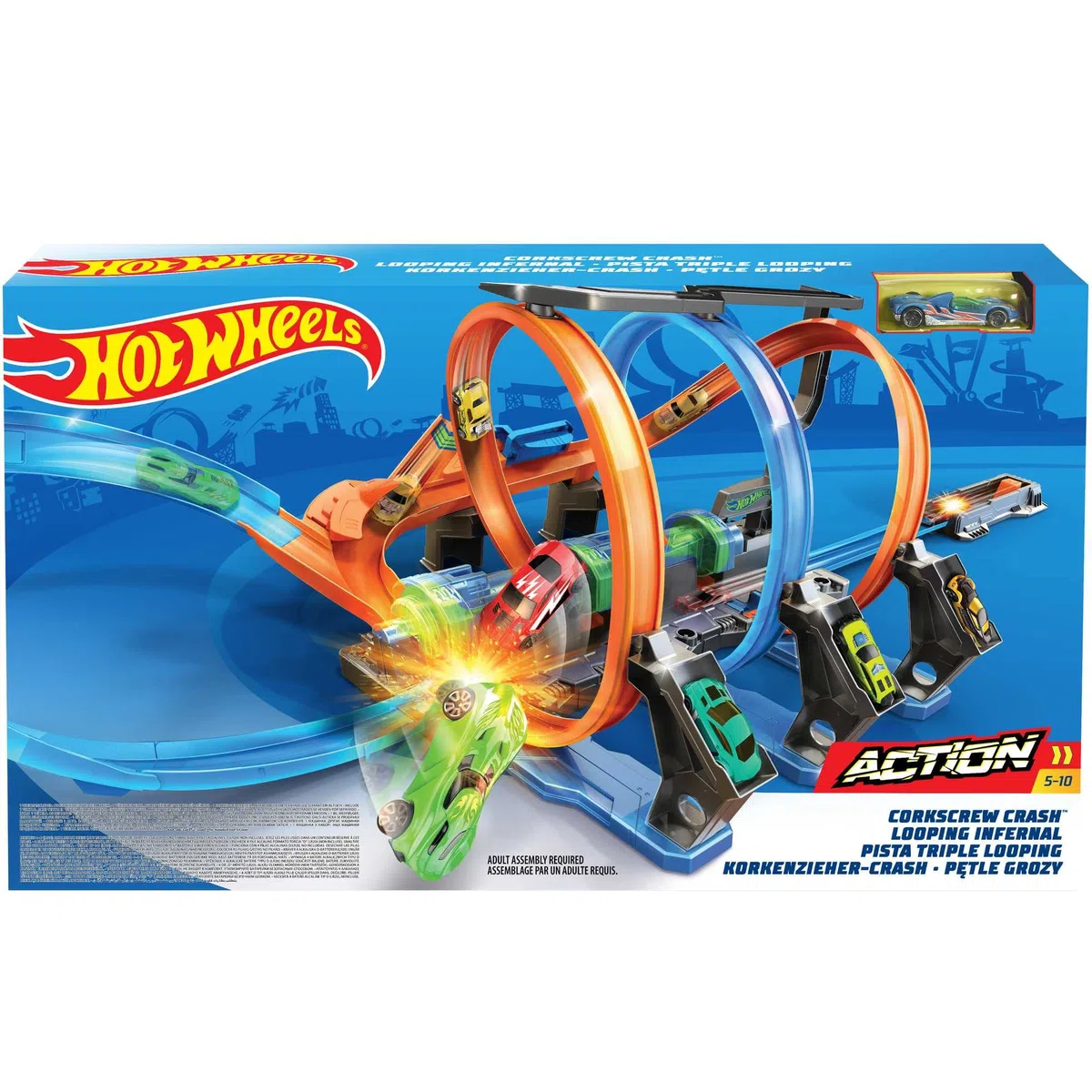 Hot Wheels Looping Infernal, Coffret de Jeu pour Petites Voitures avec Circuit et Pistes, Jouet pour Enfant, FTB65