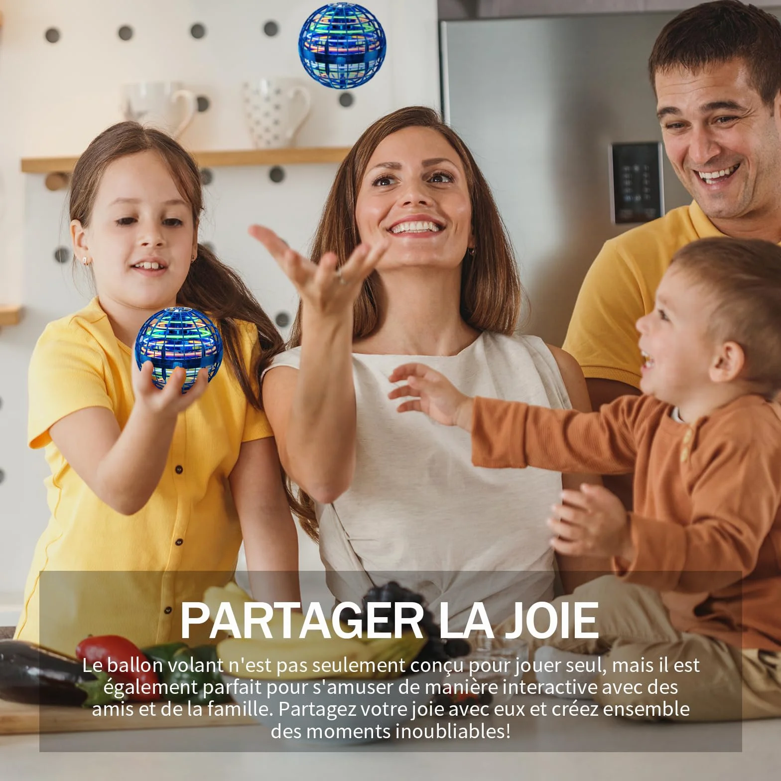 Ivtivfu Boule Volante (Bleu, Amélioré) : Jouet Flying Orb Ball avec LED, UFO Spinner Boomerang Magique, Cadeau Extérieur pour Enfant Garçon Fille 6 7 8 9 10 11 12 Ans