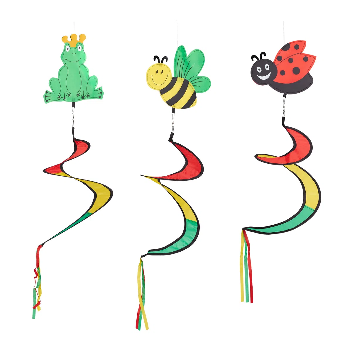 Relaxdays Moulin à Vent en Spirale, Set de 3, Motif Animaux, Jardin et Balcon, Multicolore