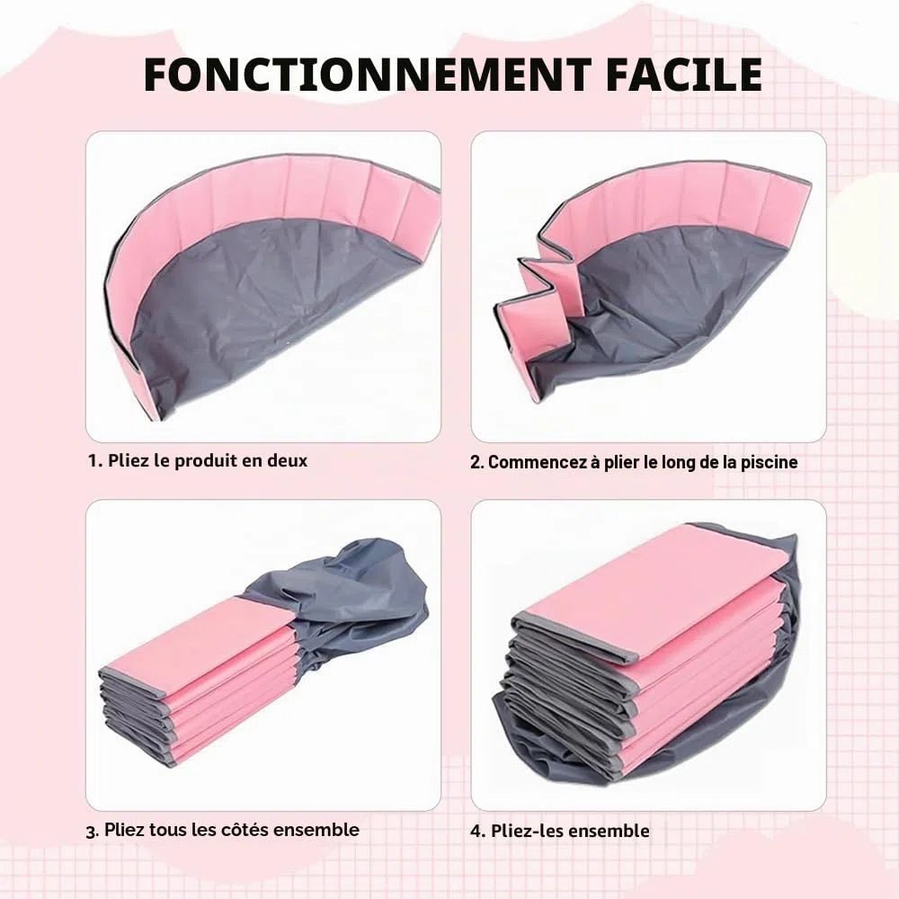 Piscine à balles pliable pour bébé, 80 cm, pour enfants, filles, garçons, parc pour bébé, piscine à balles océan portable pour chiens, chats, intérieur et extérieur, balles non incluses (rose)
