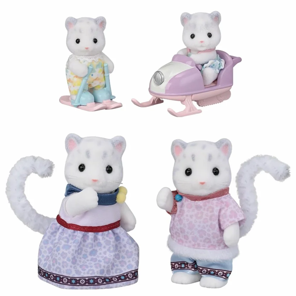 Sylvanian Families - La Famille Panthère des neiges - Set 4 Figurines - Plongez dans l'univers de la Famille Sylvanian - Figurines Animaux Miniatures - Jouet Enfant 3 Ans et + - 5814
