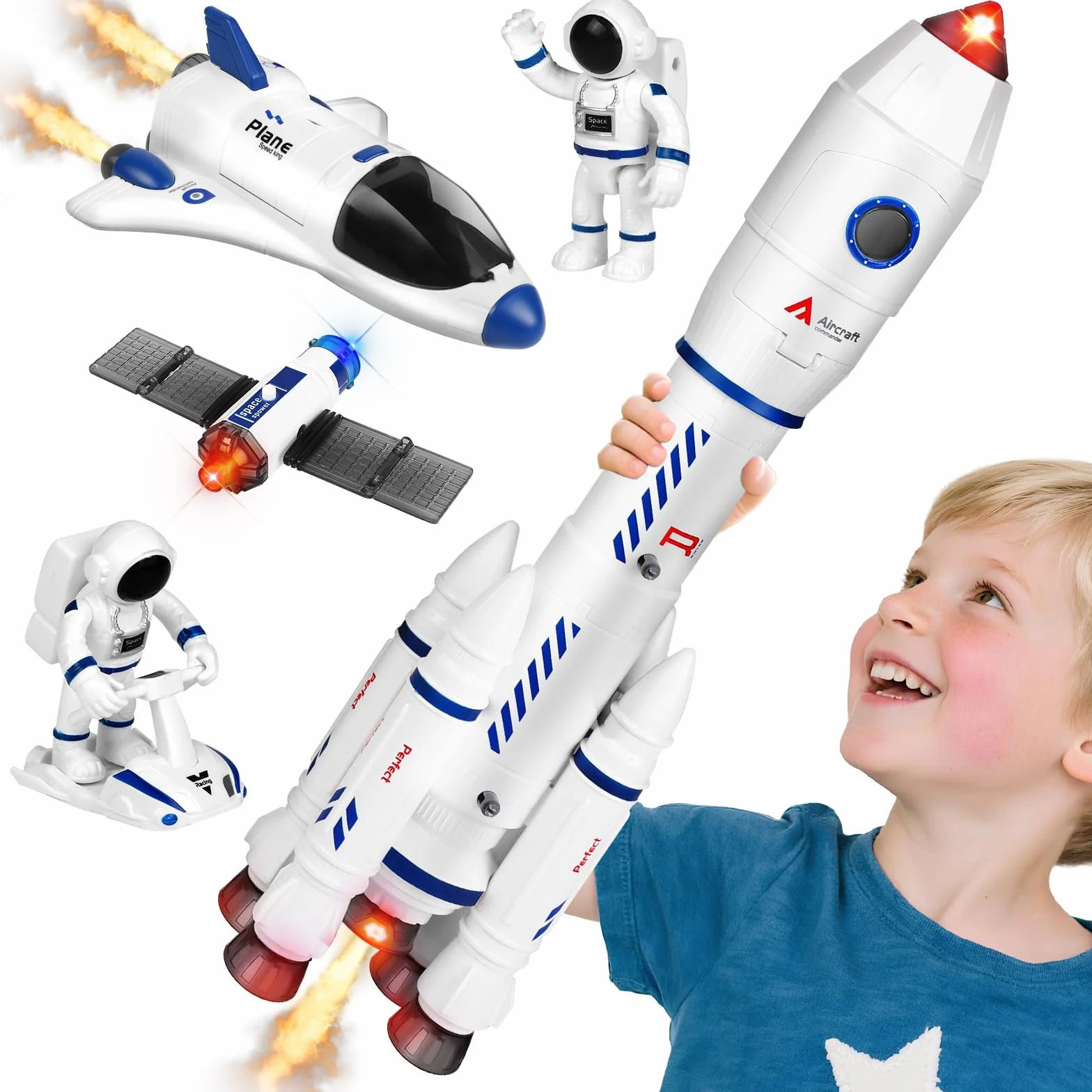 Jouet fusée Spatiale pour Enfants, Jouet Navette Spatiale pour Enfants de 3, 4, 5, 6, 7, 8 Ans,Cadeau fusée Spatiale pour garçons et Filles