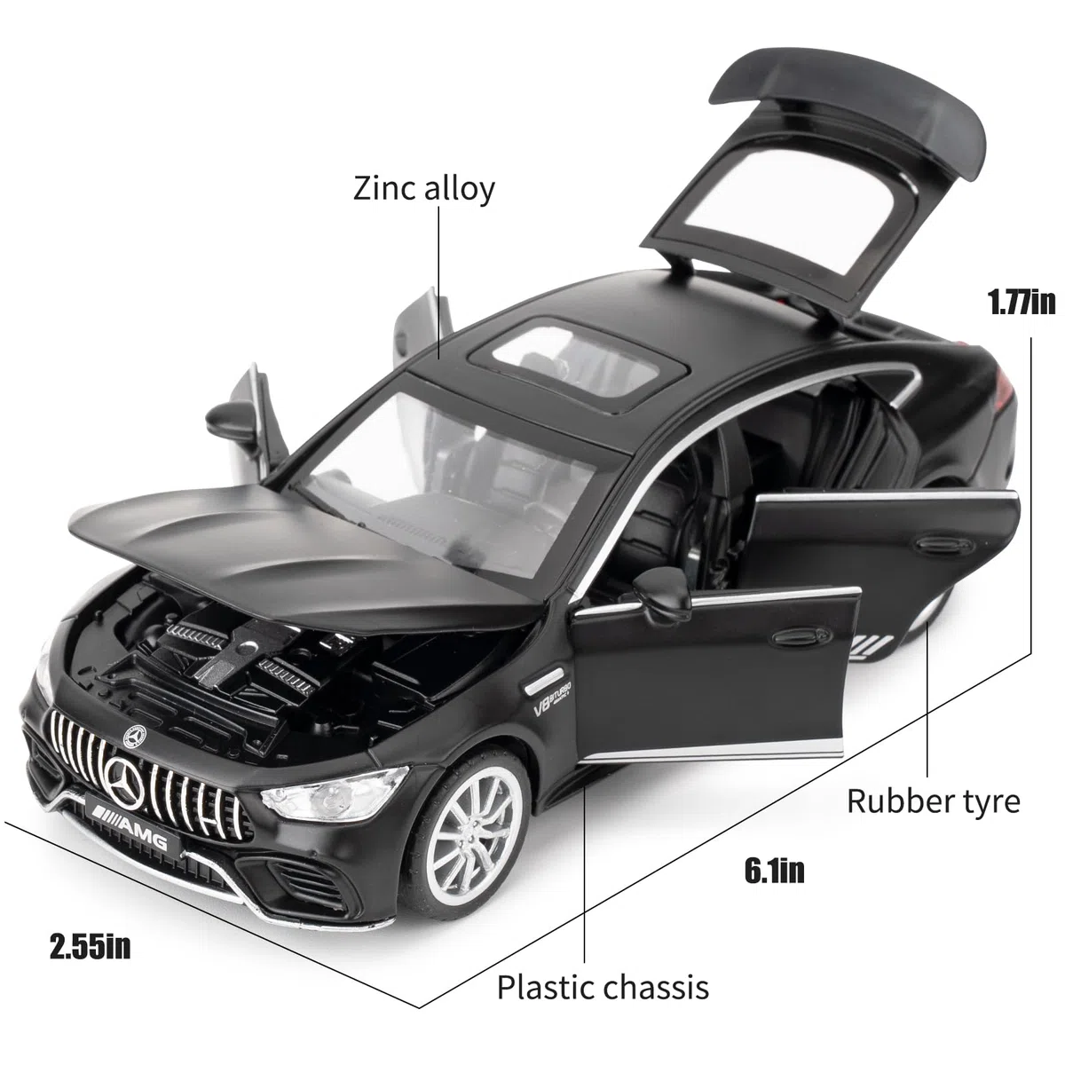 TGRCM-CZ Diecast Voiture Benz AMG GT63 1/32, avec son et lumière, jouet, pour garçons, filles, adultes, cadeau (noir)