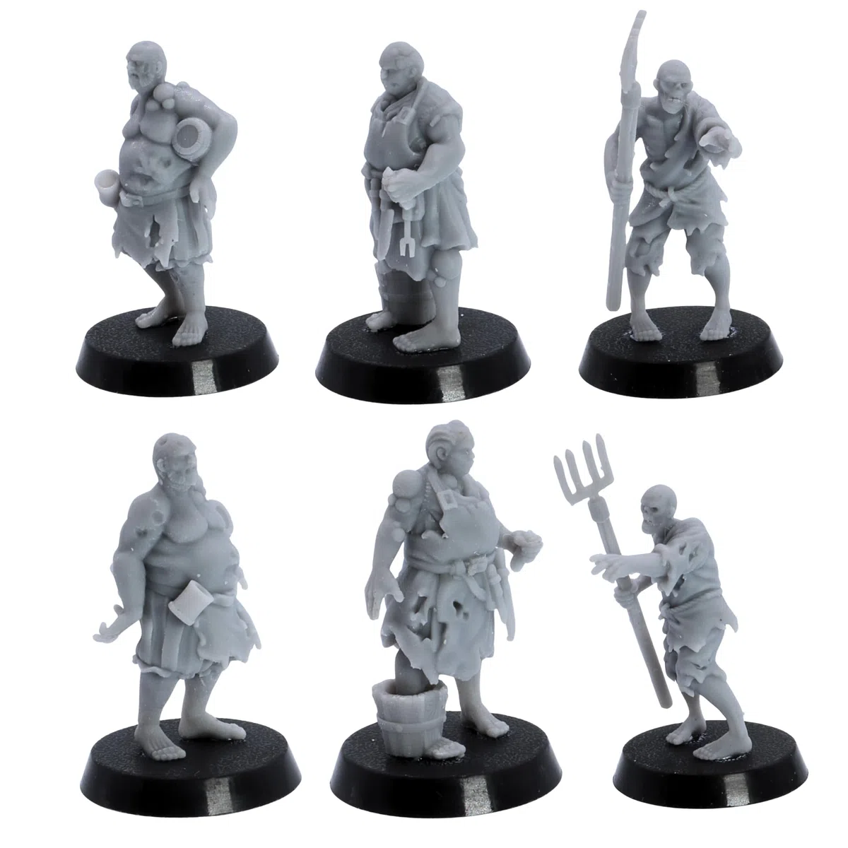 Zombie Villagers Ensemble miniature – 12 modèles de morts-vivants pour RPG de table et jeux de guerre | Monstres d'Halloween à l'échelle de 32 mm | DnD, armée nécromancienne, horde morts-vivants |