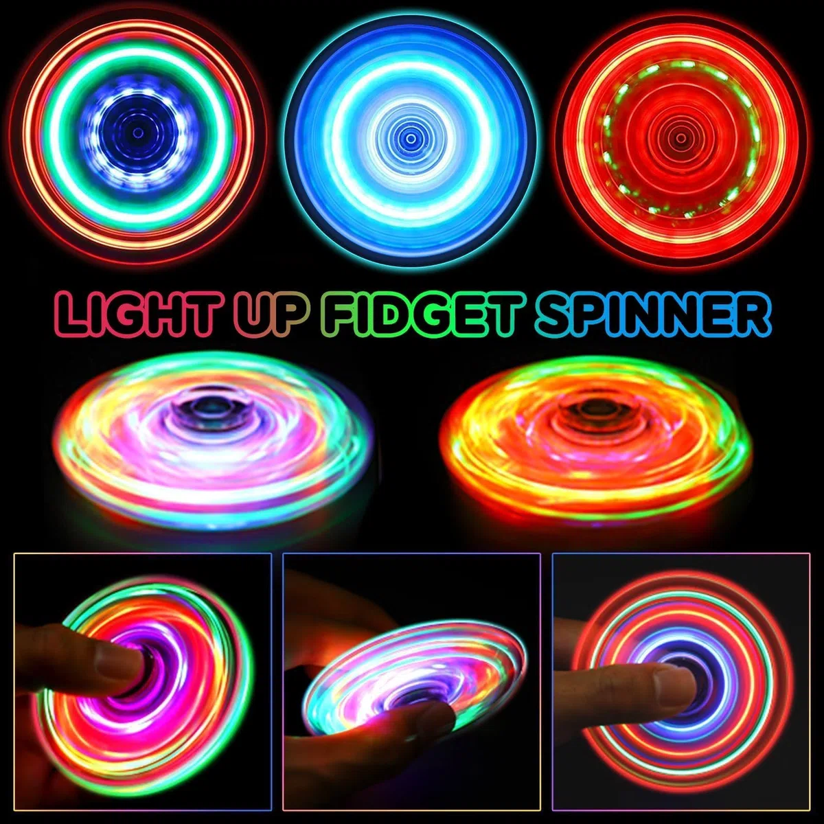 Gigilli Fidget Spinner Lot de 6, Fête de La Saint Valentin Favors LED Fidget Spinner Jouets pour Enfants, Soulagement du Stress Jouets Sensoriels, Sac de Fête de Pâques Remplisseurs Cadeau.