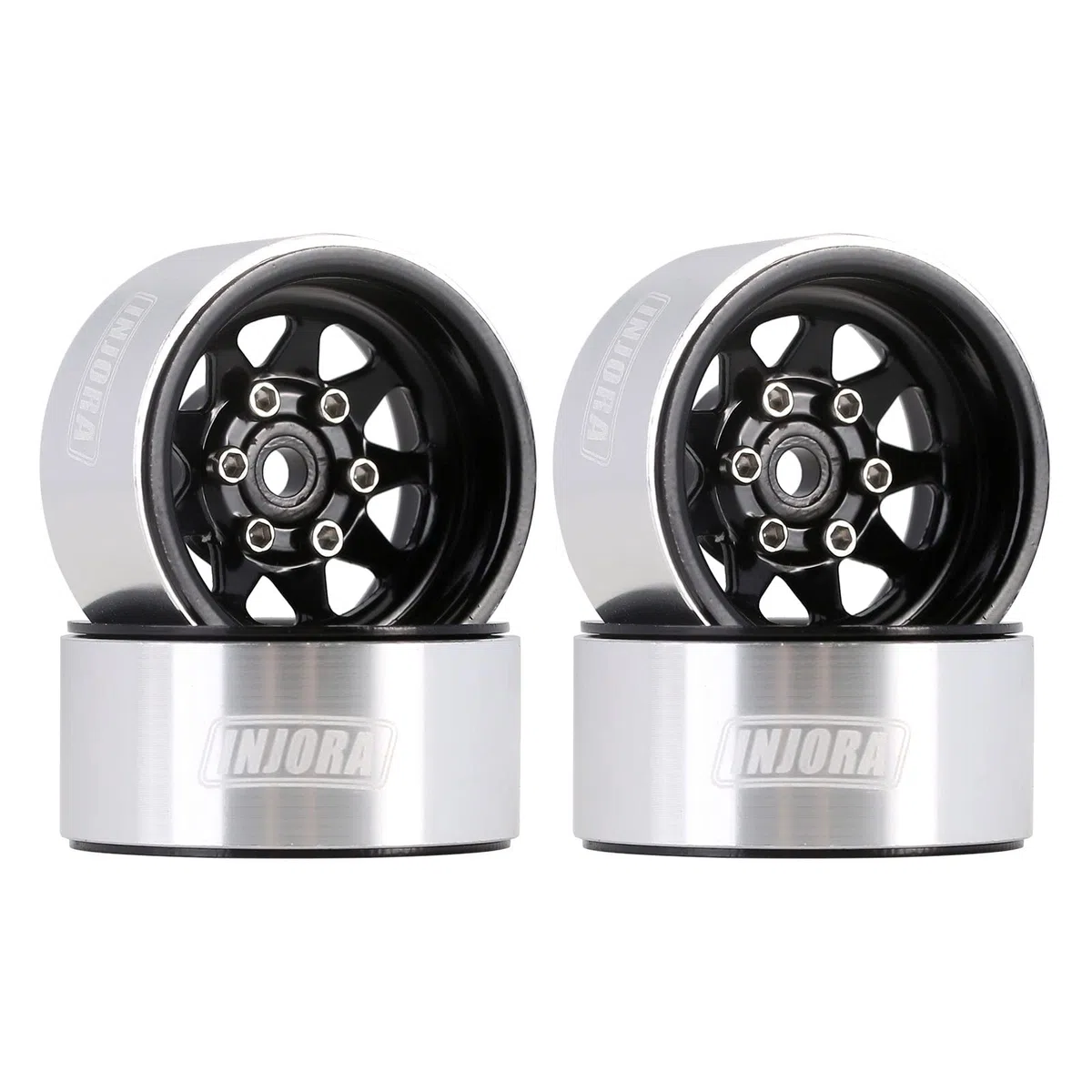 INJORA 1.0 RC Roue Beadlock Acier Estampé Beadlock Plat Profond 1.0 Roues 1.0 Roues pour Axial SCX24 FCX24 FCX18 Gladiator Deadbolt Bronco C10 JLU Upgrade Parts