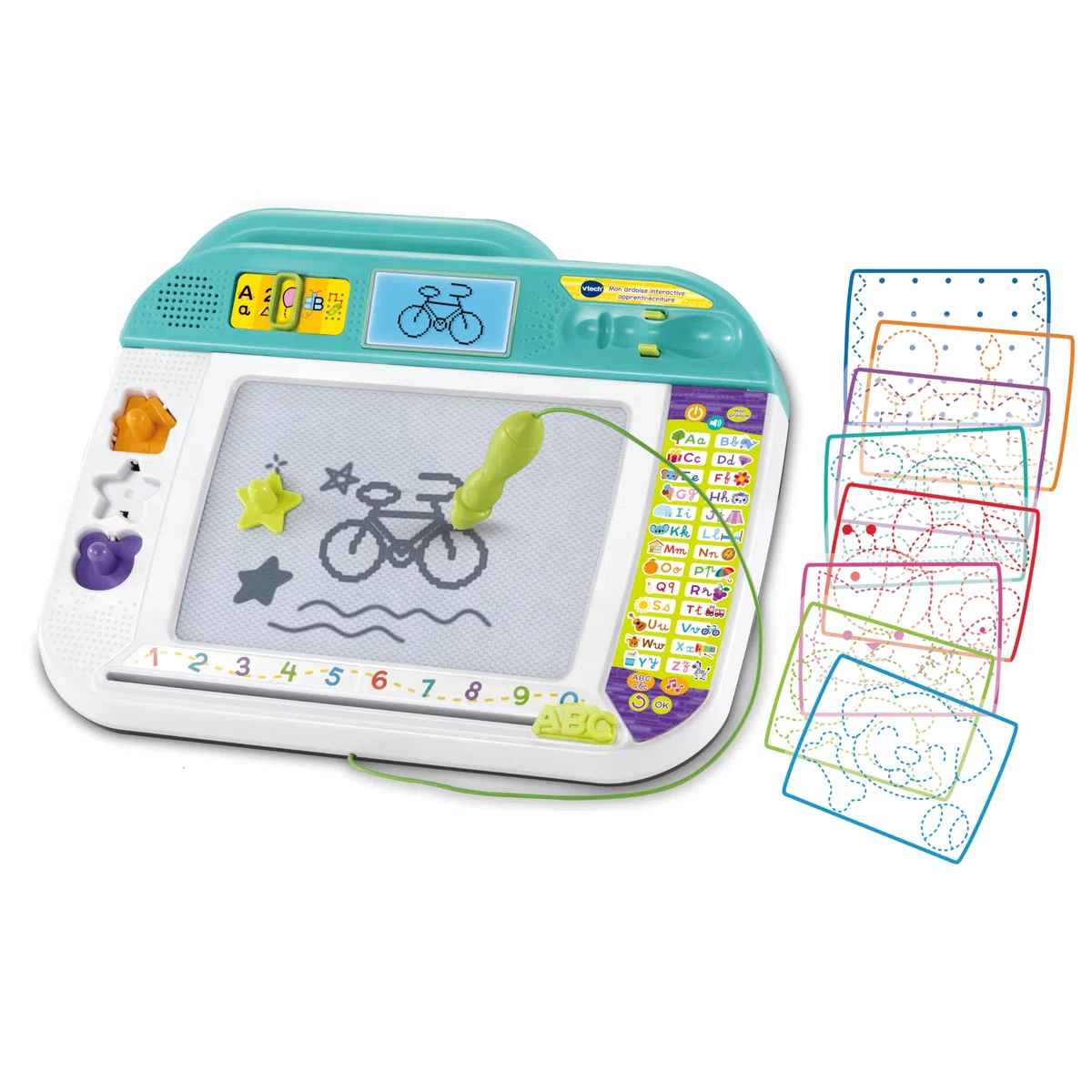 VTech - Mon Ardoise Interactive Apprenti-Écriture - Tablette Dessin Enfant - Ardoise Magique avec Stylet, Pochoirs et Tampons - Jouet Éducatif - Cadeau Enfant Dès 3 Ans - Contenu en Français