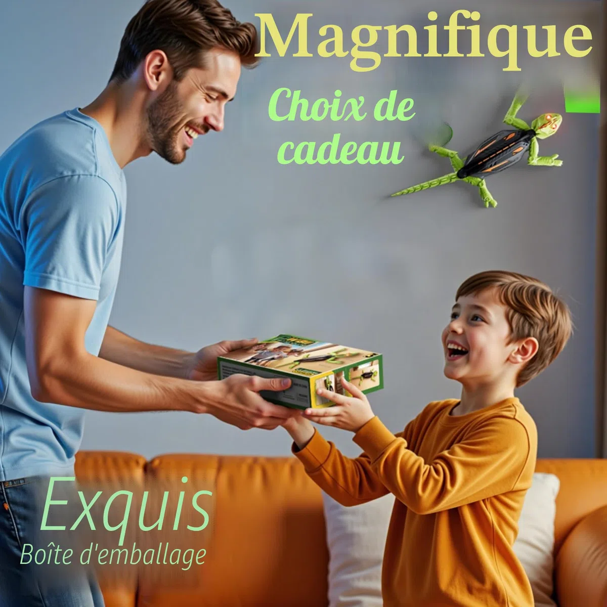 Rechargeable Caméléon Télécommandé, Gecko Radiocommandé avec Yeux LED, Lézard Robot Jouet, Cadeau Anniversaire pour Enfant Garçons Filles 3 4 5 6 7 8+ Ans [Version Améliorée]