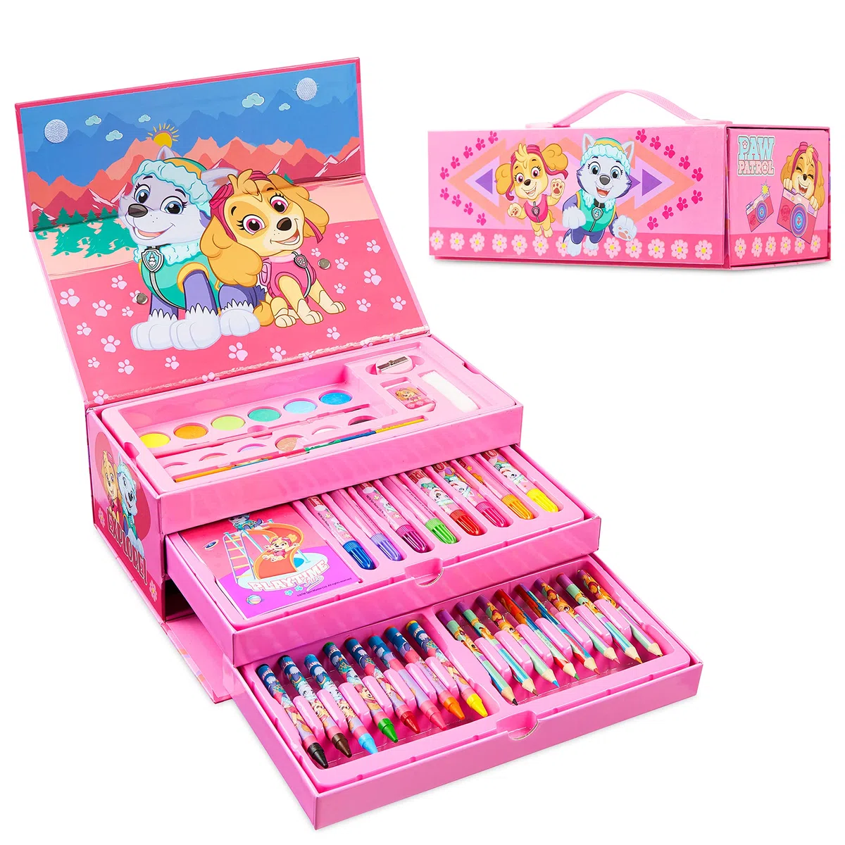Paw Patrol Set de Coloriage Pat Patrouille - Coffret Peinture et Coloriage Enfant (Rose)