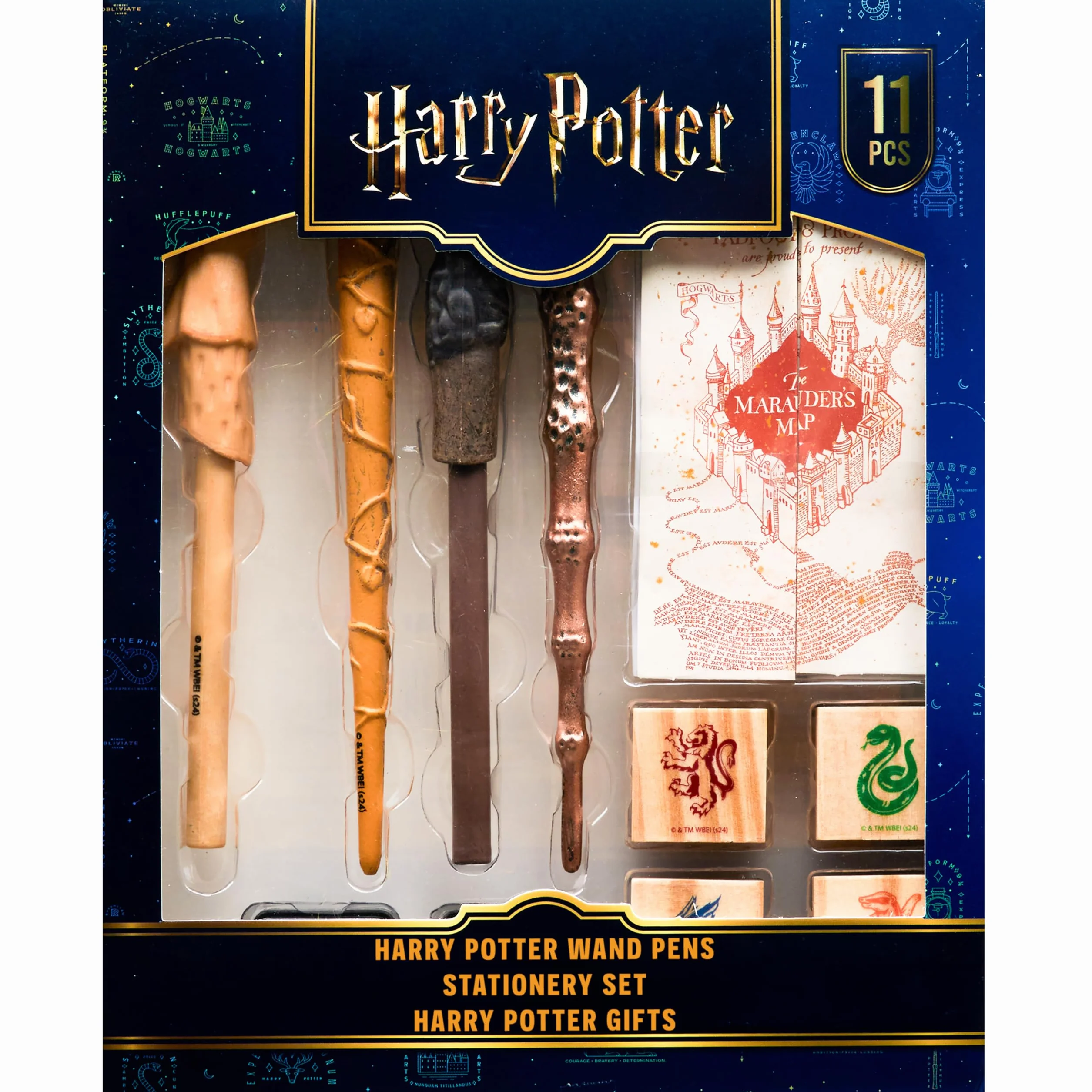 Harry Potter Coffret Stylo Baguette Magique, Tampon Encreur & Carte du Maraudeur Idée Cadeau Fille/Garcon