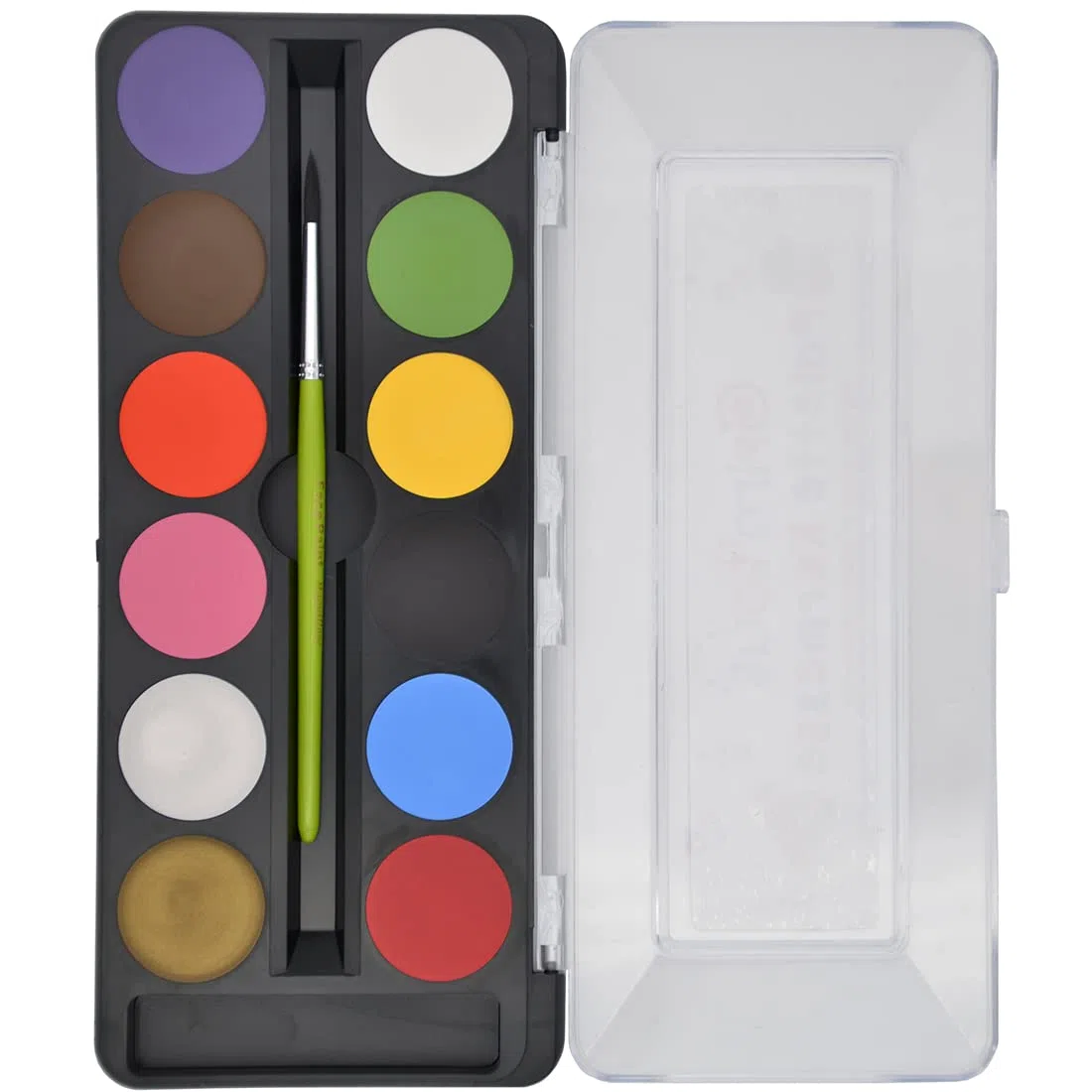 GRIM'TOUT Palette Maquillage Enfant Kermesse - 12 Couleurs - Application Facile Pinceau et Éponge - Eau Facile à Appliquer et Nettoyer - Peinture Visage Fille, Garçon - Activité Artistique