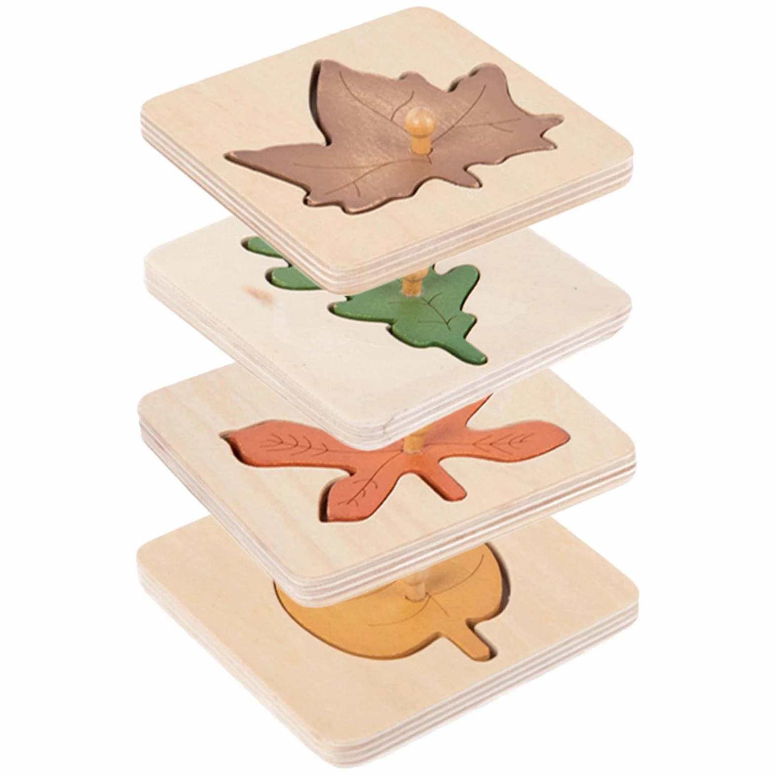 ibasenice Montessori Lot de 4 puzzles en bois partiellement en forme de feuille d'automne Jouet éducatif pour enfants d'âge préscolaire Puzzle éducatif à emboîter pour compétences cognitives et