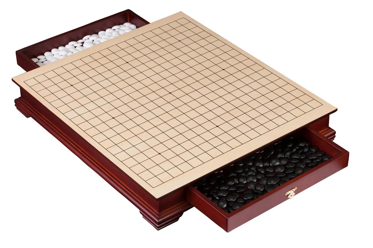 Wooden Go Set with Drawers