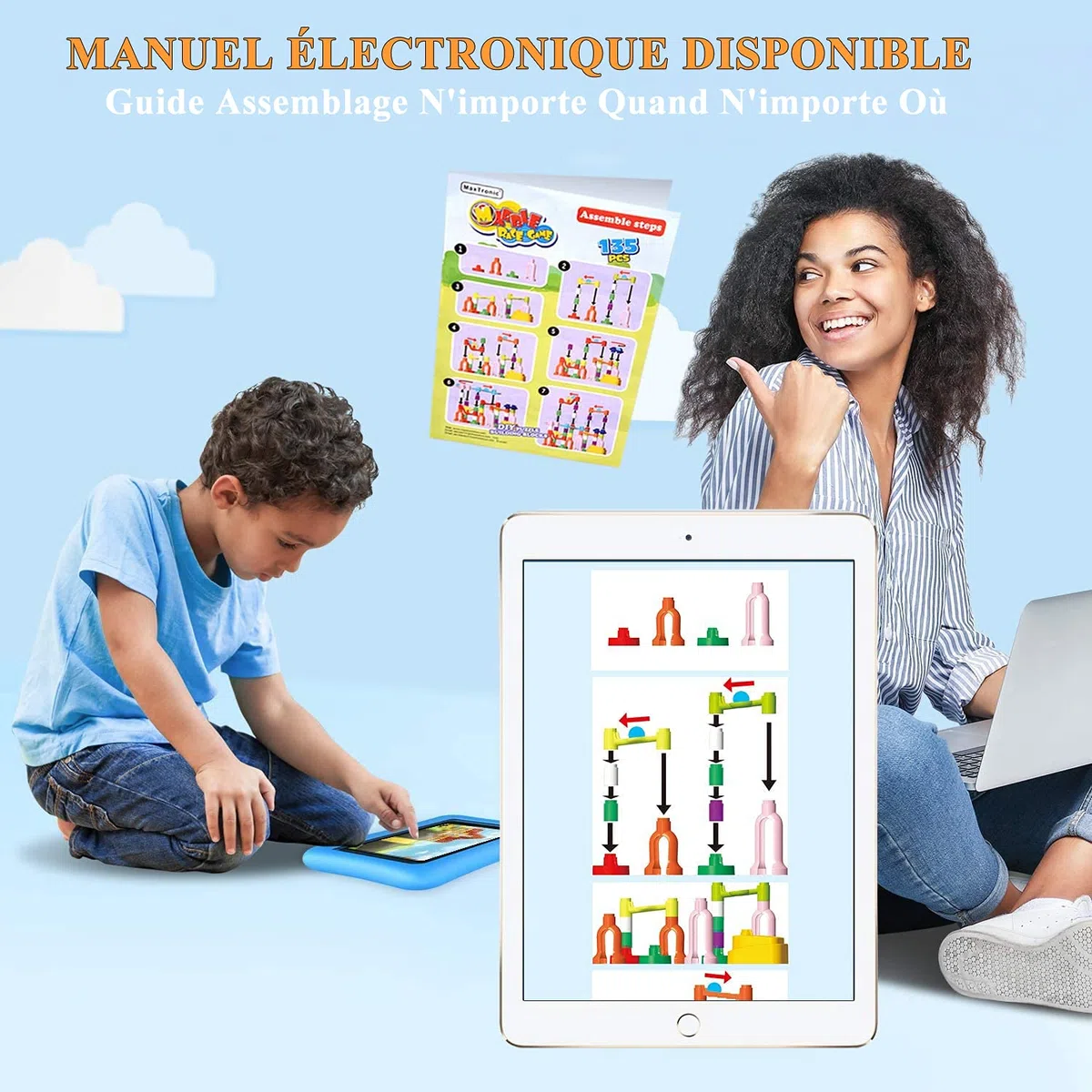 MaxTronic Jeu de Construction - 135Pcs Circuit de Billes Solide & Stable pour Enfant, Ludique Apprentissage Facile à Installer Jouets éducatifs Montessori Anniversaire Cadeaux Fille Garçon 3 Ans +