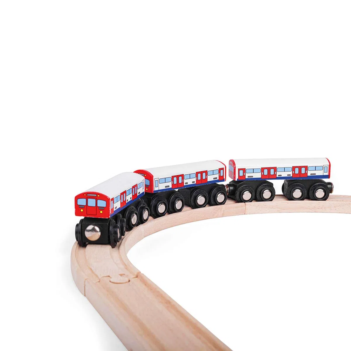 Bigjigs Rail Train du métro | Trains souterrains Londoniens pour Circuits en Bois | Locomotive en Bois à attelages magnétiques | Reproduction d'engins | Jouet éducatif | Cadeau dès 3 Ans
