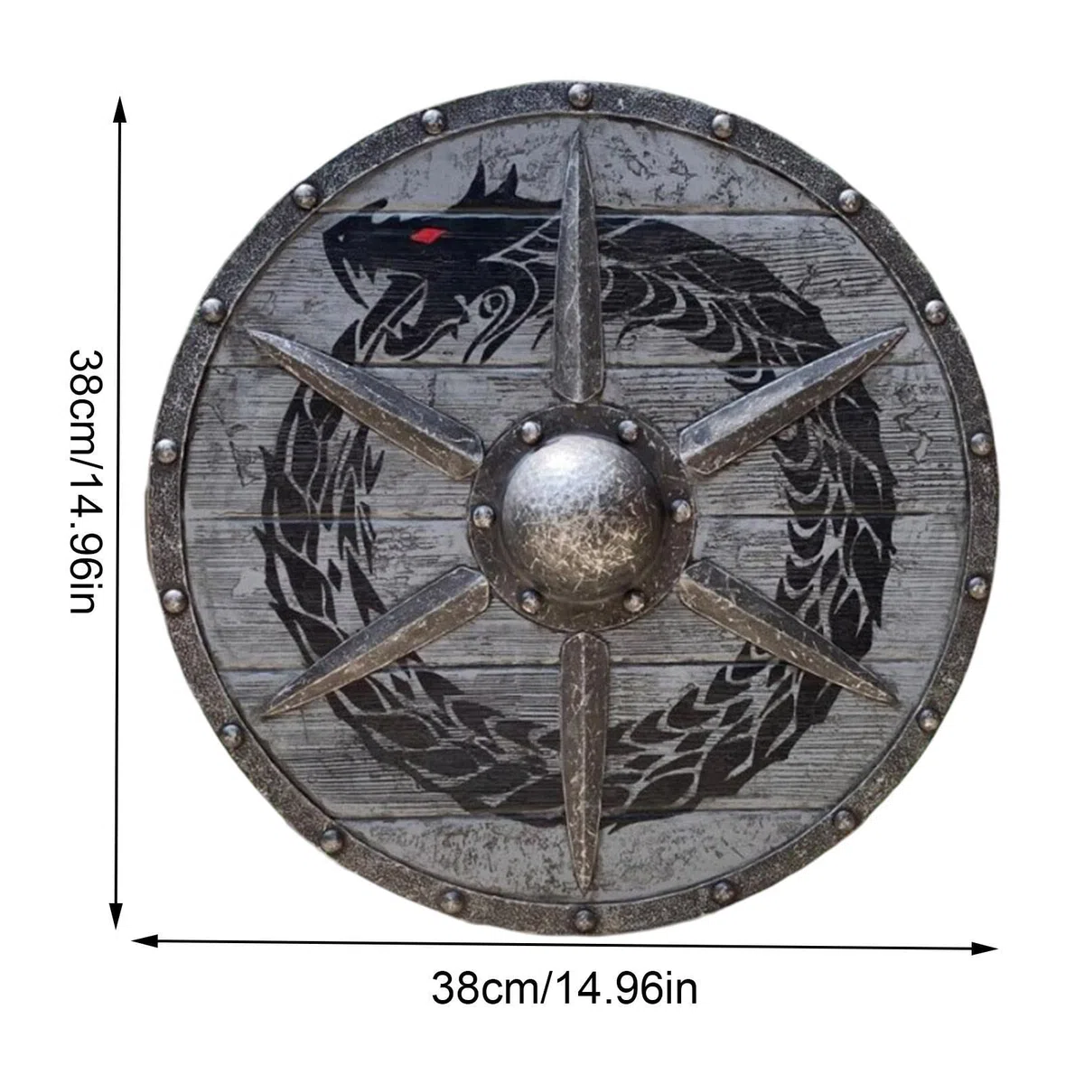 ZORQ Bouclier médiéval en Bois | Bouclier décoratif pour la Maison | Bouclier médiéval Eivor Valhalla Shied Toy Authentique BattleWorn Viking, Bouclier décoratif Cosplay