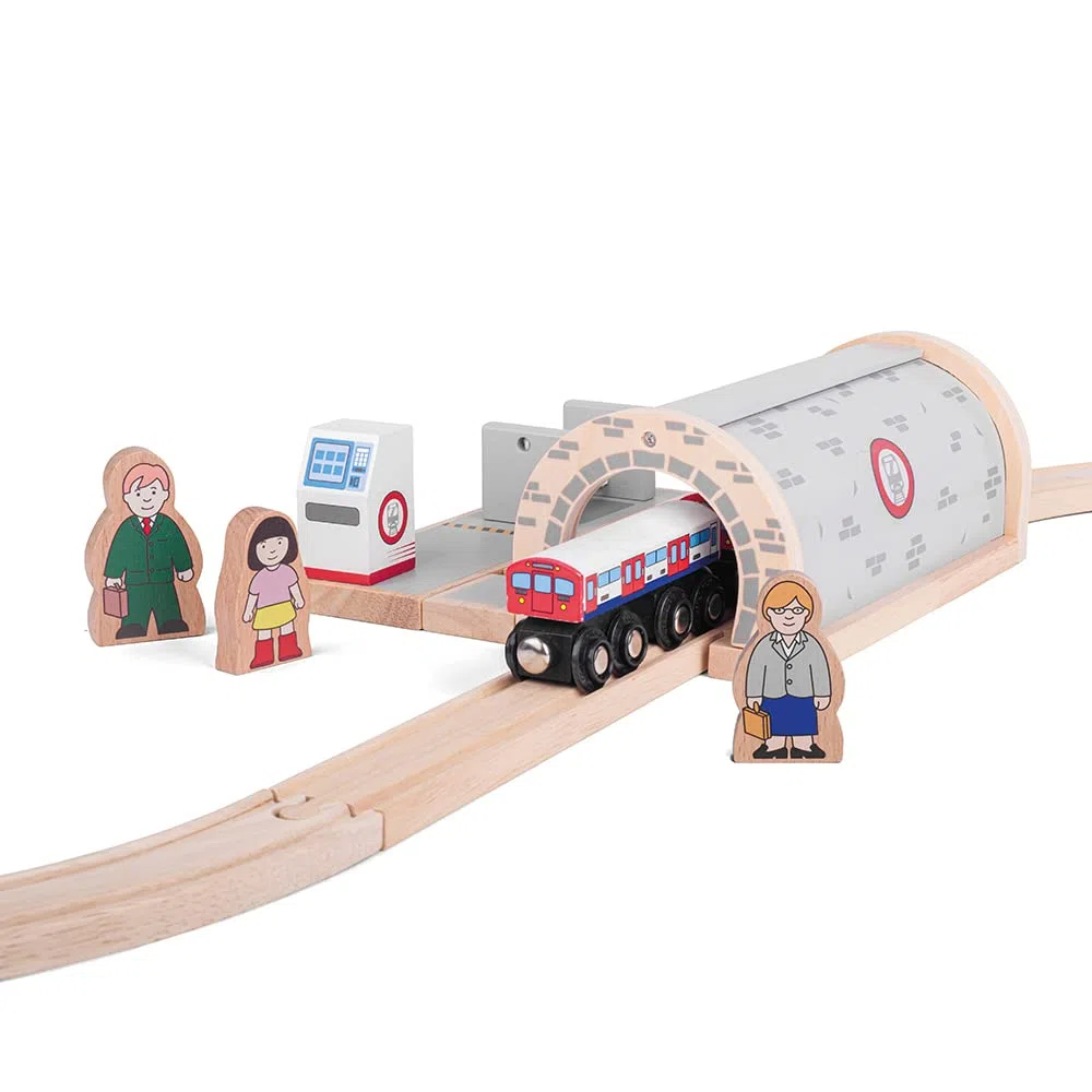 Bigjigs Rail Train du métro | Trains souterrains Londoniens pour Circuits en Bois | Locomotive en Bois à attelages magnétiques | Reproduction d'engins | Jouet éducatif | Cadeau dès 3 Ans