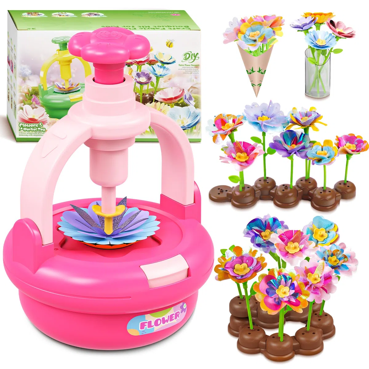 Plunack Activité Manuelle Fille 3 4 5 6 7 8 9 Ans, Kit Création Bouquet de Fleurs DIY, Jouet Fleurs Enfant, Bricolage Créatif et Cadeau Anniversaire Filles