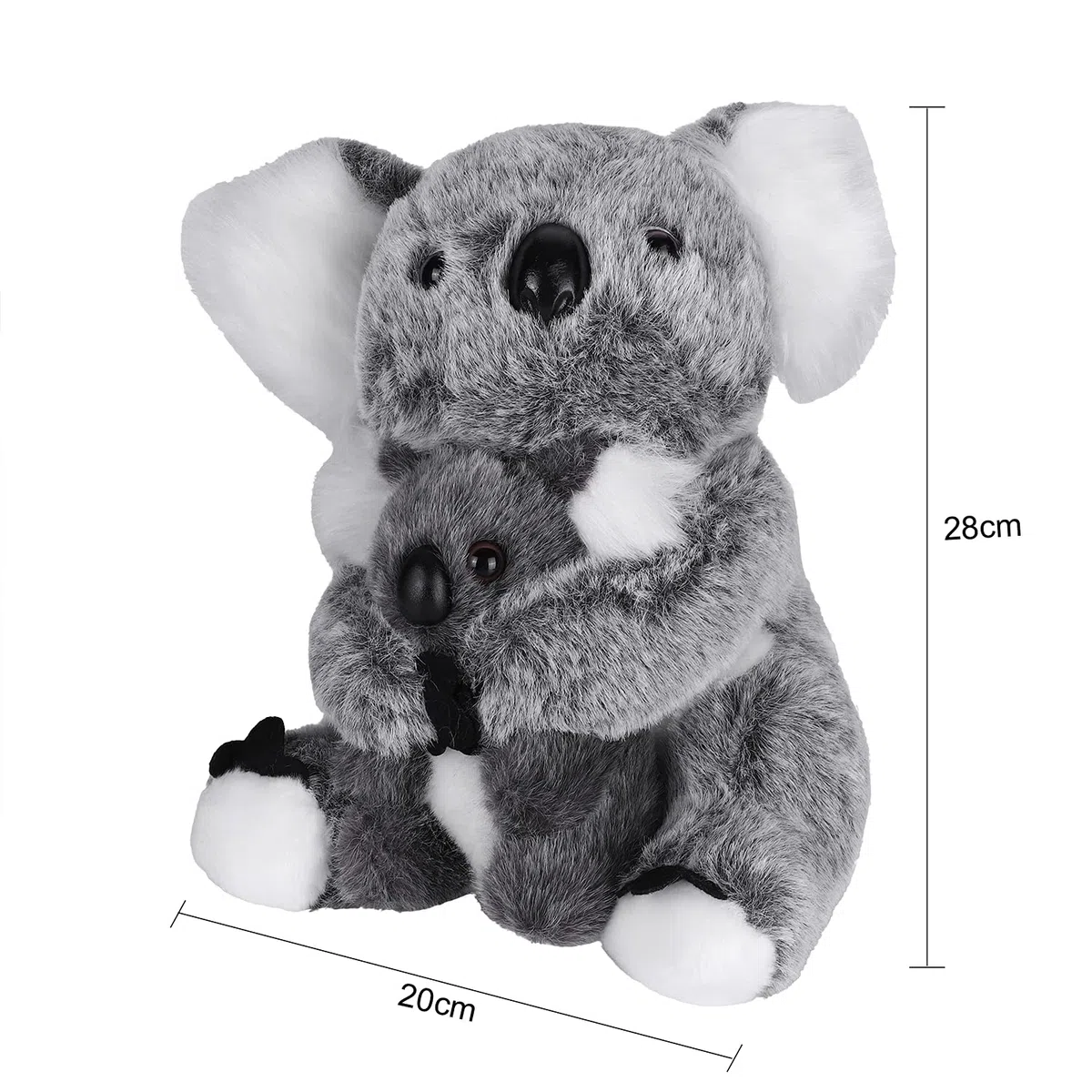 Koala Peluche Doux Koala Ours Mama et Bébé pour Enfants Filles Poupée Chiffon en Peluche Mignon Poupon Koala Adorable Jouet de Sommeil Poupée Cadeaux pour Fête Anniversaire Noël Décoration 28cm
