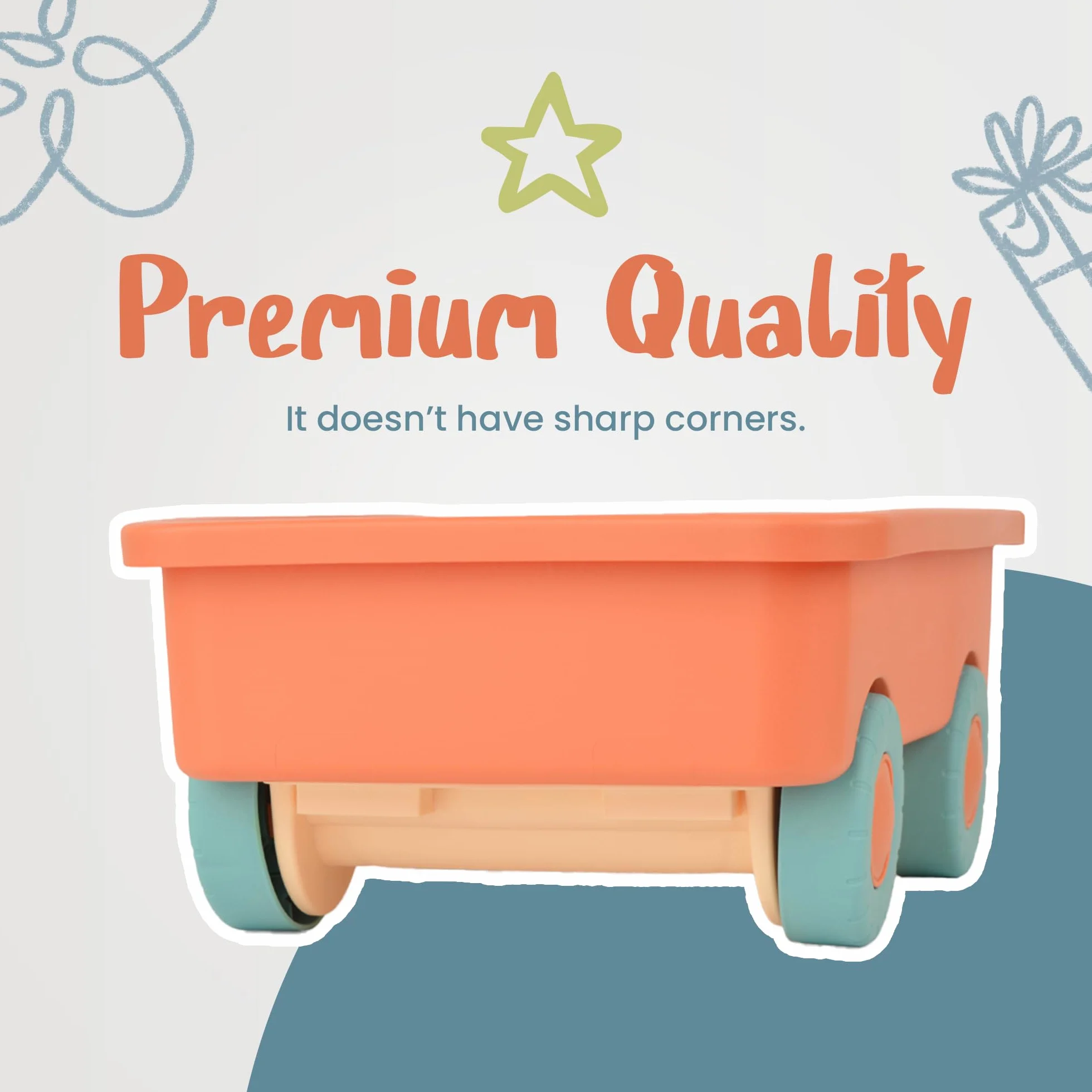 Chariot de traction pour enfants - Pour l'intérieur et l'extérieur - Convient pour les enfants à partir de 2 ans - Jouet de jardin et de plage - Cadeaux pour filles et garçons (saumon)