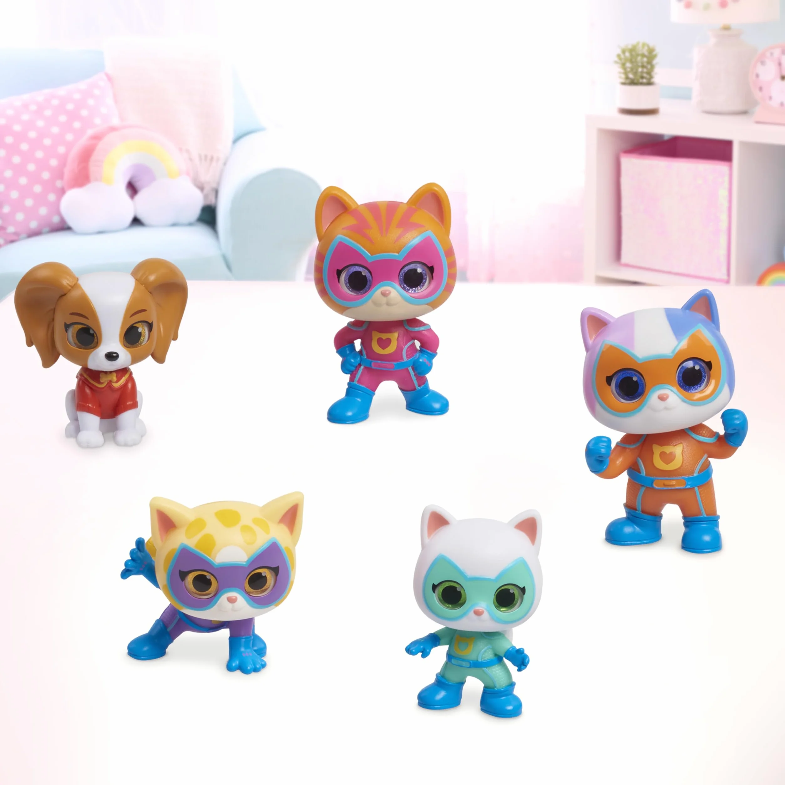 Just Play Coffret de 5 Figurines héroïques SuperChatons de Disney, Figurines à Collectionner de 5 cm de Haut, Jouets pour Enfants de 3 Ans et Plus