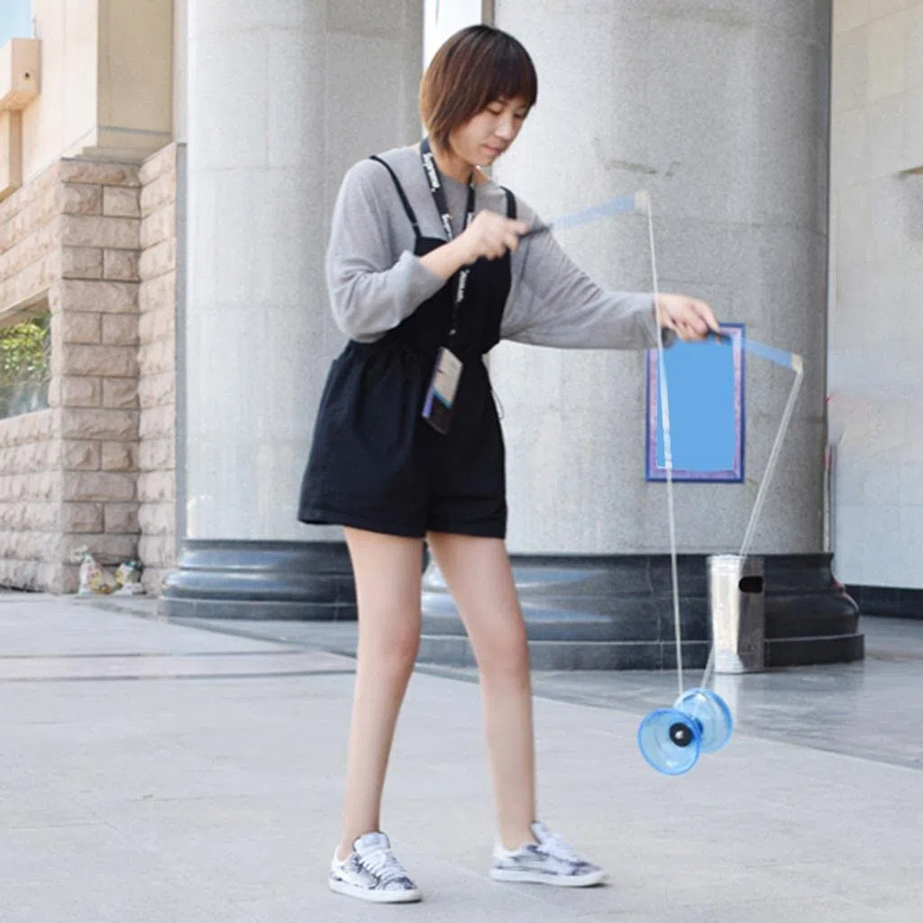 Diabolo Unique à 3 Roulements avec Bâtons et Ficelle, Jouet de Balle en Caoutchouc , Jouets de Coordination œil-Main pour Enfants, 5 Couleurs Au C , Bleu