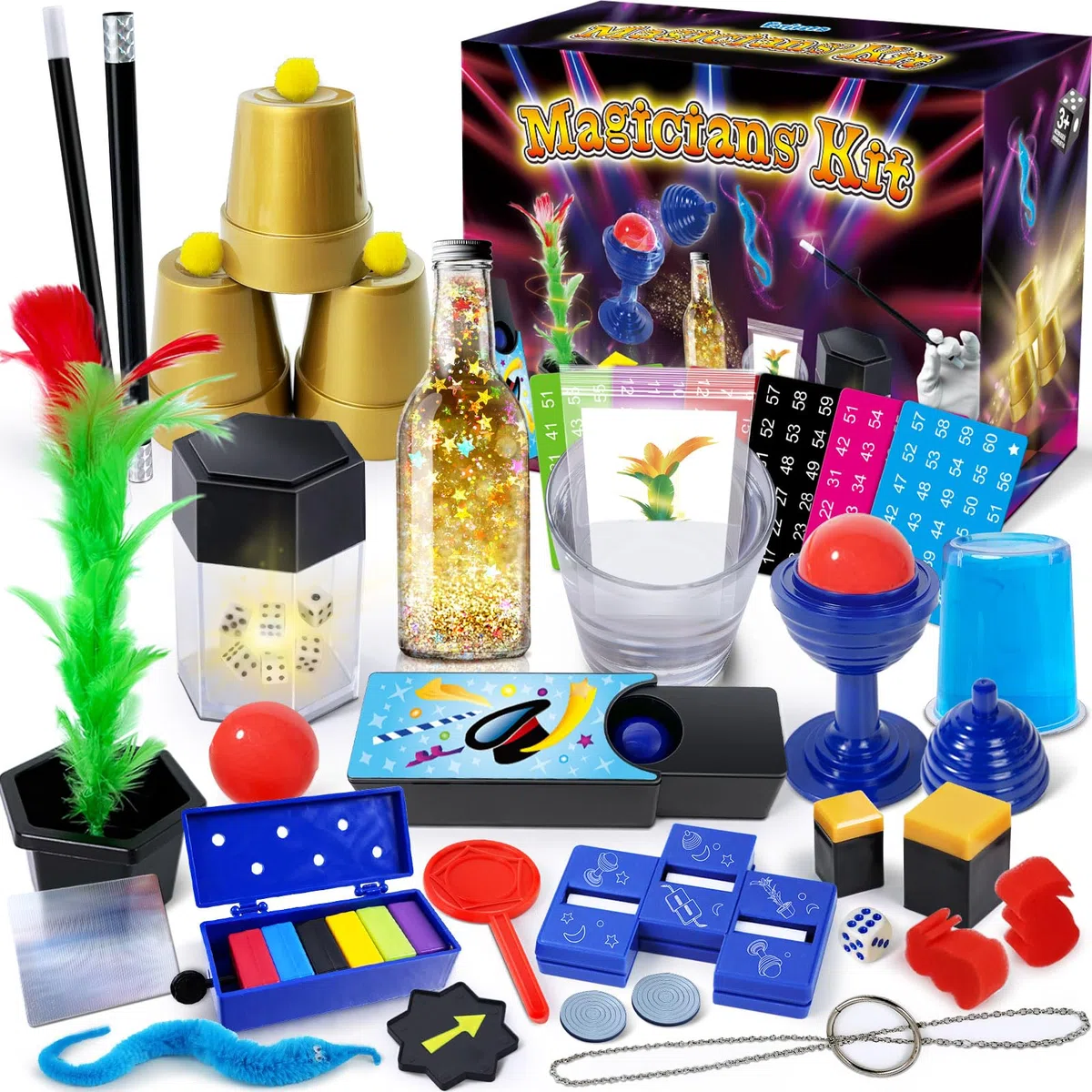 PATIFEED Kit de Magie, 50+ Tours de Magie pour Enfants avec Instructions pour Chaque Tour à Réaliser, Set de Magie pour Filles Garçons Débutants