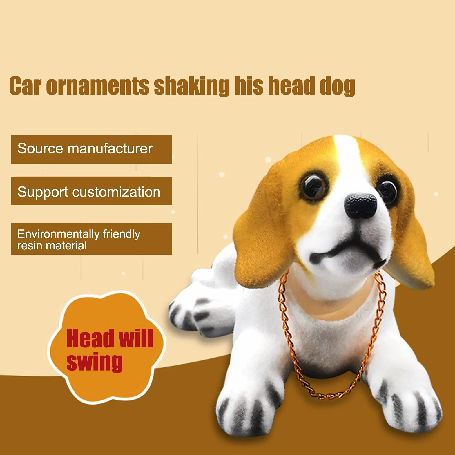 Bobbleheads de Chien pour Tableau de Bord de Voiture, résine Bobblehead Décorations de Voiture de Chien Décorations de Tableau de Bord de Voiture d'intérieur Ornements de décoration(Beagle)