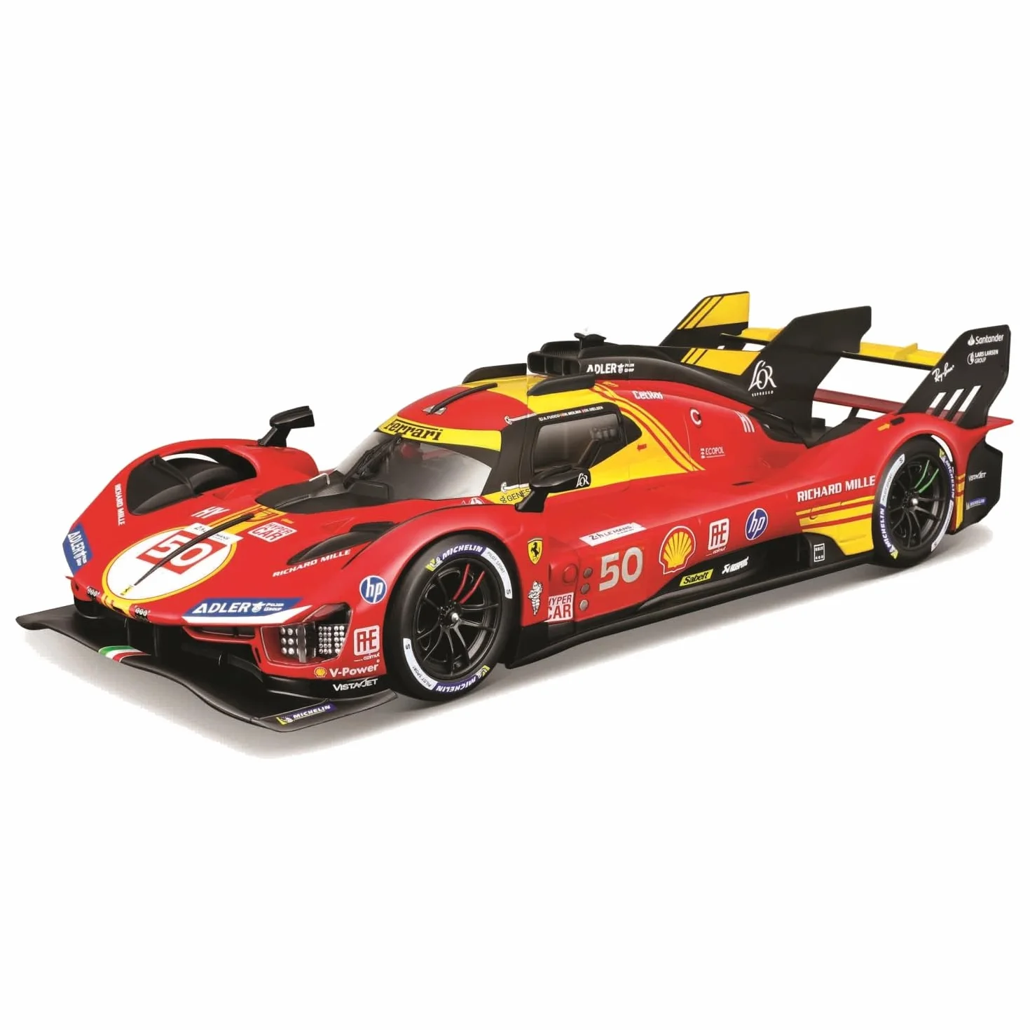 Bburago - Ferrari 499P 24H Le Mans Champion 2024#50, Voiture Diecast 1:24, Réplique Détaillée avec Portes Ouvrables, Licence Ferrari, Âge Recommandé 14+ Ans