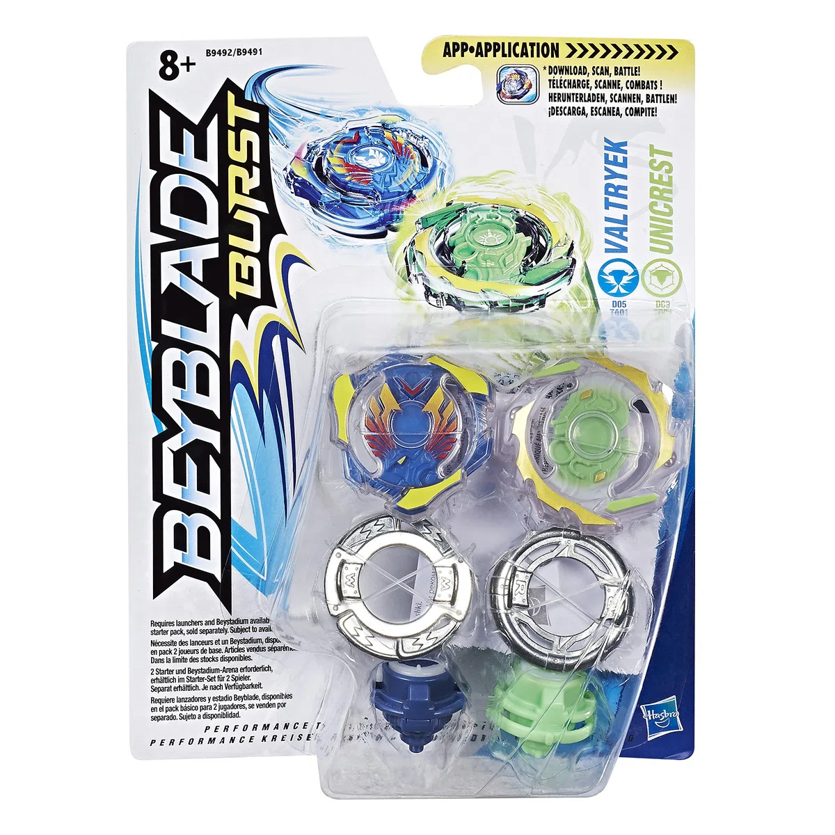 Hasbro Beyblade Burst B9492EL2 Valtryek et Unicrest Lot de 2 - version anglaise