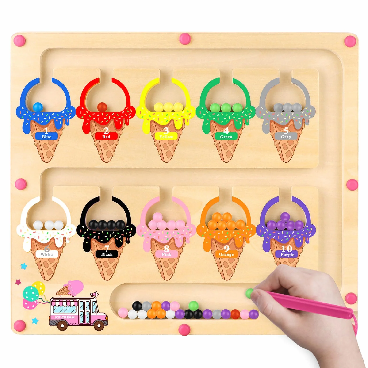Cadeau Jouet Jeux Fille 3 4 ans Jouets Montessori Enfants Labyrinthe Magnétique de Couleurs Et De Chiffres Jouets de Triage des Couleurs Jeux Jeu Jouet Cadeau Enfant Educatif Montessori 3 4 ans