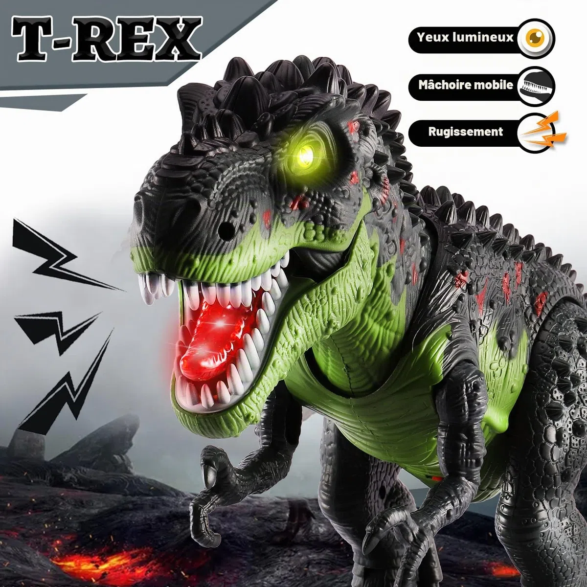 TOEY PLAY 47CM Dinosaure Jouet Enfants, Grande T-Rex Figurine Dinosaures, Marche, Rugissent, Jouet Dino Robot avec Lumières et Sons, Éducatif Cadeau pour Garçons Filles 3 4 5 6 Ans