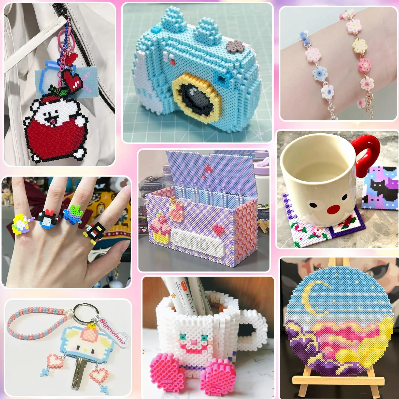 Set De Perles à Repasser,11000 Pièces Perles De 5MM Avec Boîte De Rangement, Plaque Perle Papier à Repasser,Guide d'utilisation,Décoration DIY de Bijoux,Cadeau Anniversaire Noël pour Garçon Filles