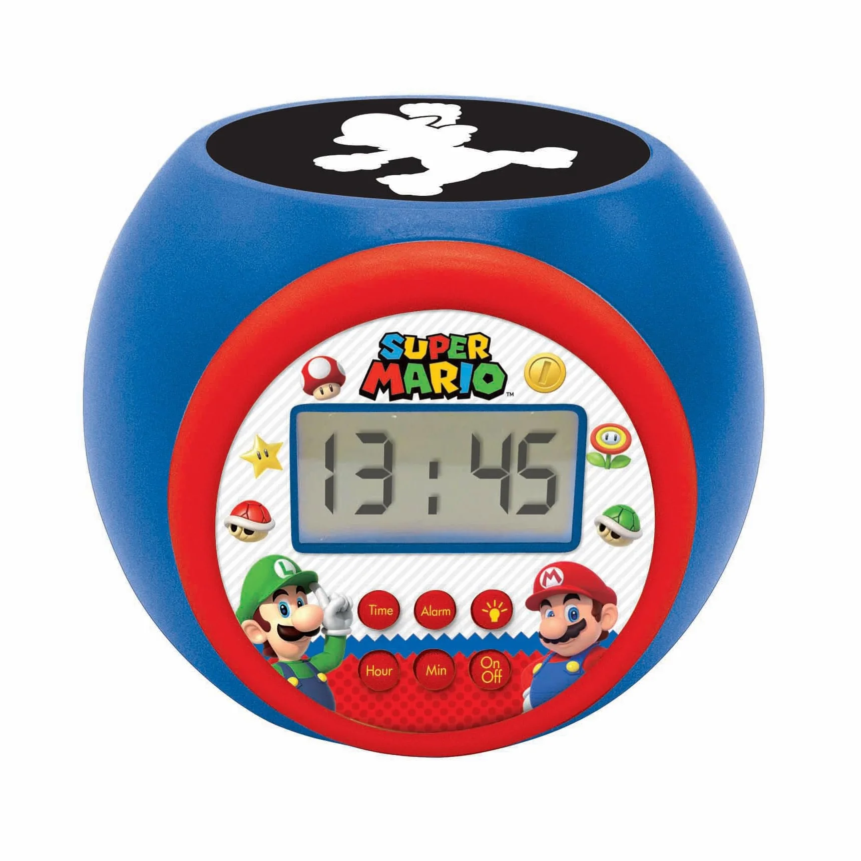 Lexibook - Nintendo Super Mario Réveil-projecteur, avec Fonction Alarme et répétition Snooze, veilleuse avec minuterie, écran LCD, à Piles, RL977NILXB