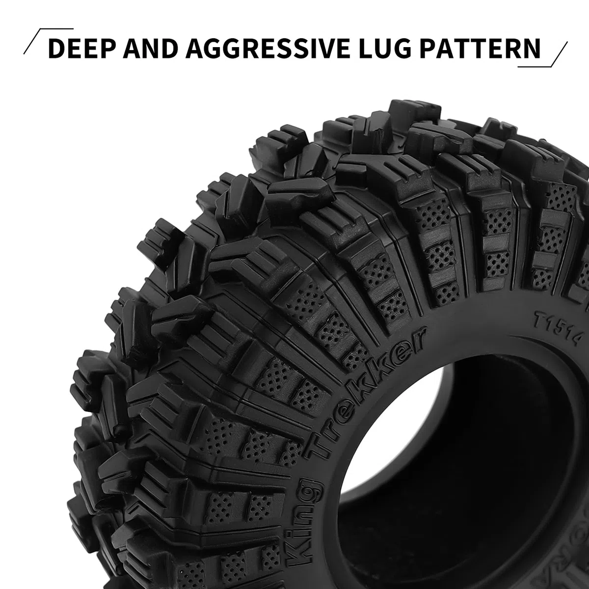 INJORA 1.55" Pneus de Roue — Pneus Tout-Terrain King Trekker pour Voiture RC Crawler Axial AX90069 UTB18 MST JIMNY, T1514