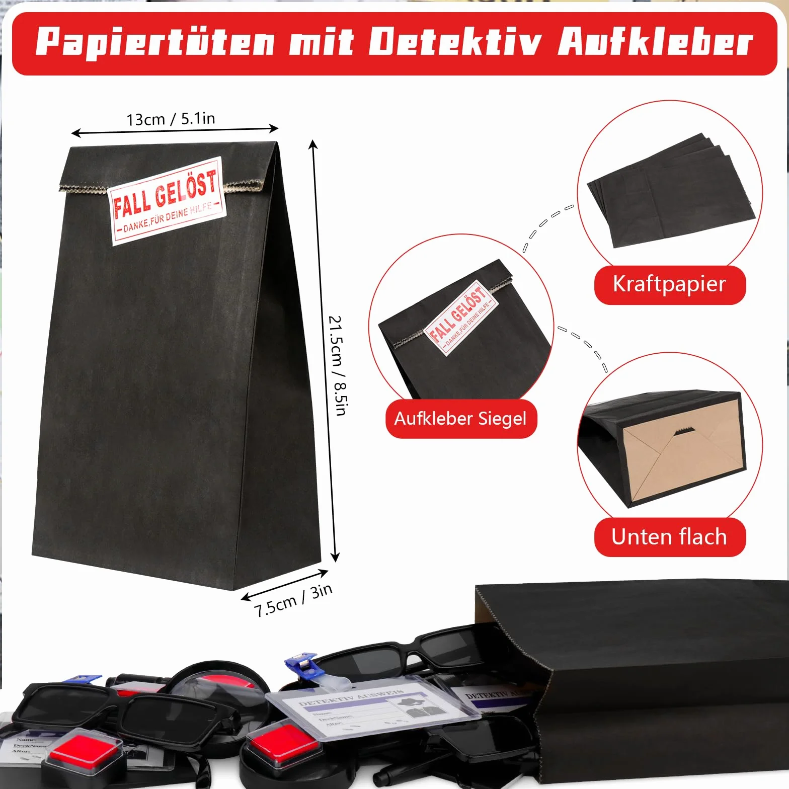 SelfTek 48 PCS Détective Pinata Anniversaire, Kit Espion Enfant avec Lunettes D'agent, Stylo Secret, Carnet De Notes, Loupe, Carte De Détection, Cadeaux De Jeu De Détective