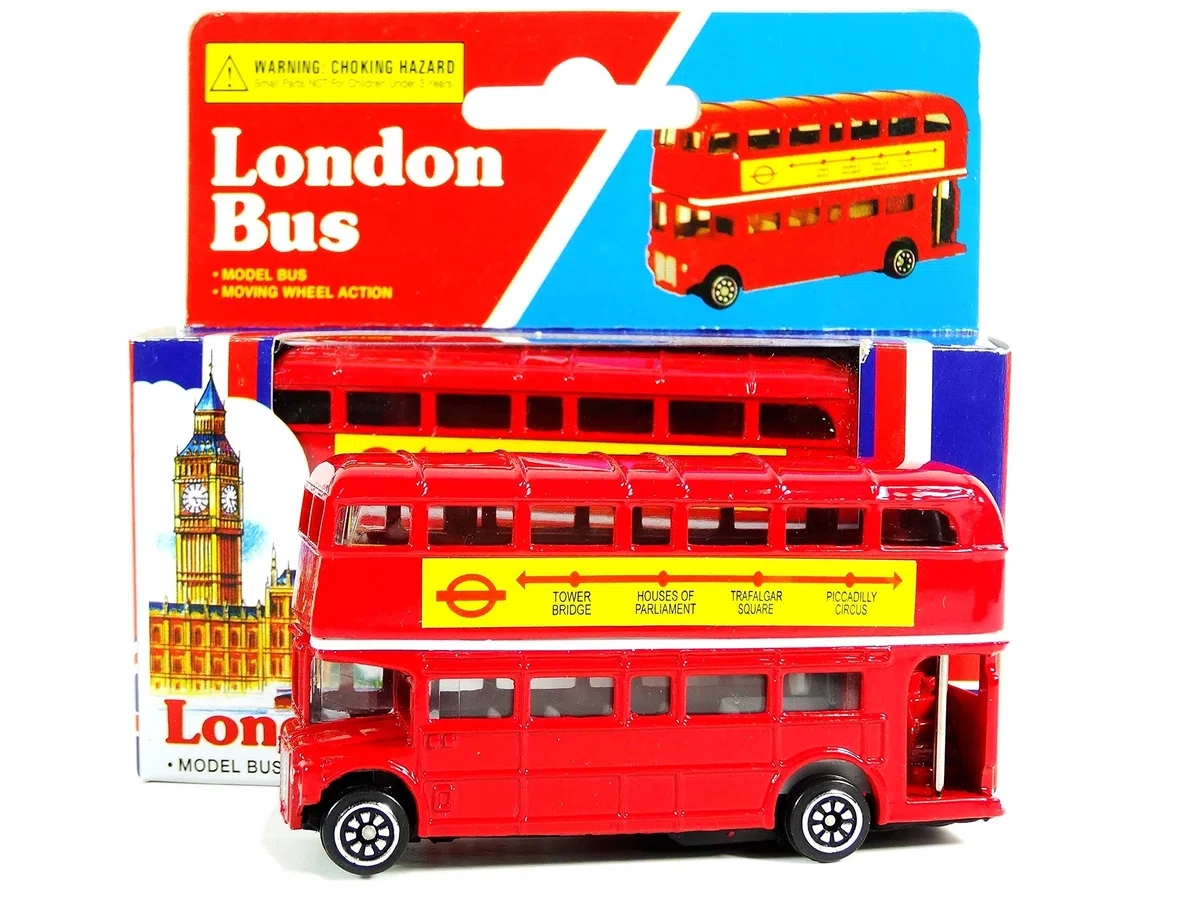 London Red Bus (Small) - Double Decker Red Bus Model Made of Die Cast Metal and Plastic Parts by TB