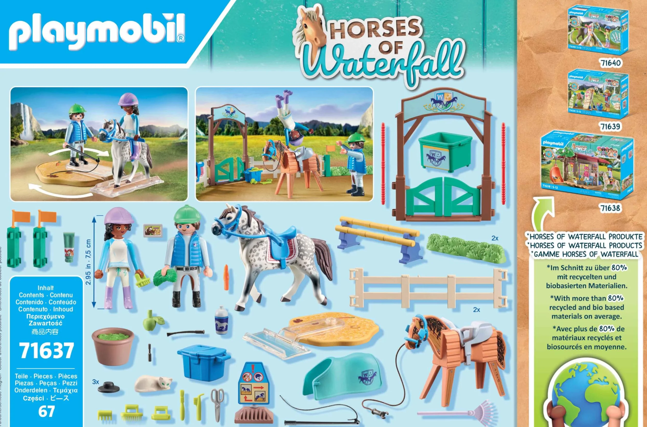 Playmobil 71637 Ecole d'équitation - Horses of Waterfall - Comprenant Un Plateau tournant, Un Cheval et des Accessoires d'équitation variés - Dès 5 Ans