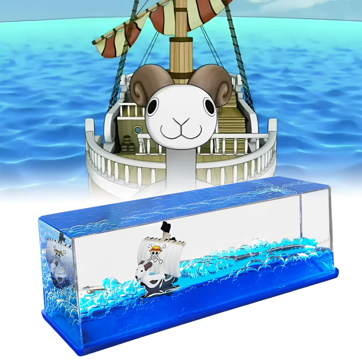 Bateau en Bouteille Model Ship 'Going Merry' - Bateau Insubmersible dans Une Boîte - Décoration d'un Bateau pour la Maison, la Voiture, Les Vitrines, la Décoration de Table