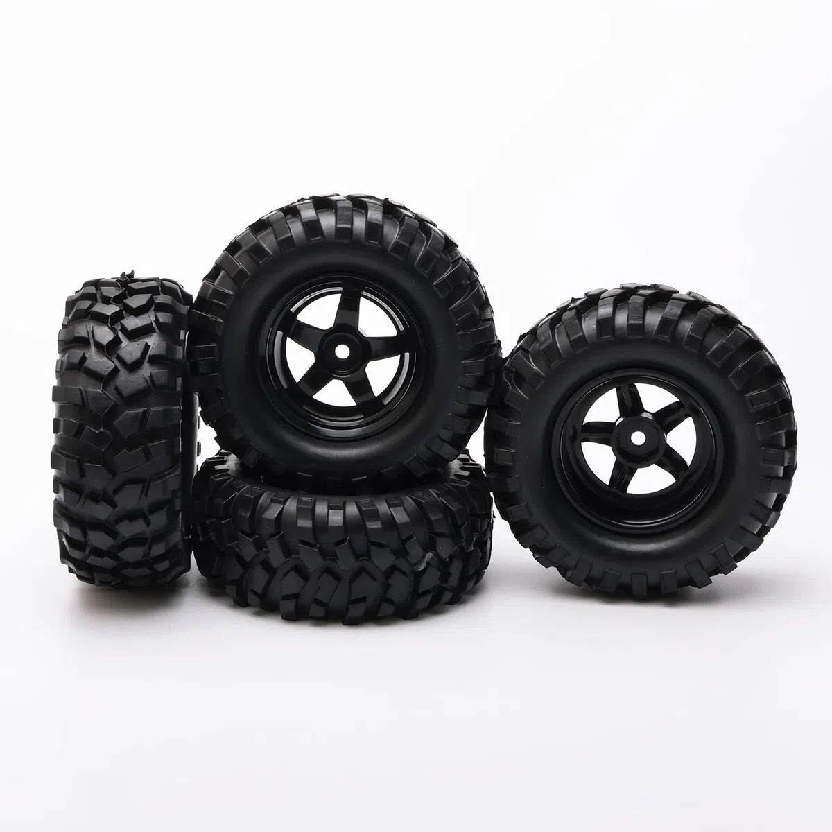 RC Lot de 4 pneus en caoutchouc pour buggy 1:10 à 5 rayons pour RC HSP 1/10 tout-terrain
