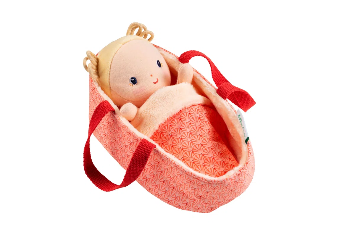 LILLIPUTIENS - Bébé Anais avec couffin - Poupon en Tissu avec Accessoires - Stimule la motricité Fine, l’empathie et l’Imagination - Poupée réaliste 22cm éducative pour Enfants dès 12 Mois - 83131