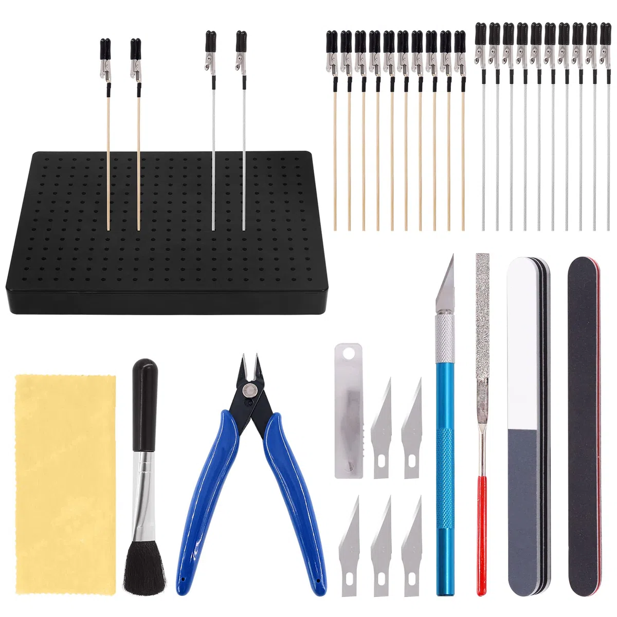 Keadic 37pcs Kit Peinture Modèle Comprend Outils Base Professionnels De Modèle Gundam, Support Base Support Peinture Et Outils De Modélisation Clips D'alligator Pour Airbrush