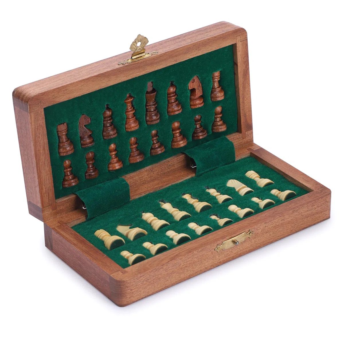 Ajuny Jeu d'échecs Magnétique en Bois avec Pièces d'échecs Puzzle avec Pièces Faites à la Main pour Tournoi Professionnel Débutant Jeu d'échecs de Voyage Pliable Portable pour Adultes et Enfants
