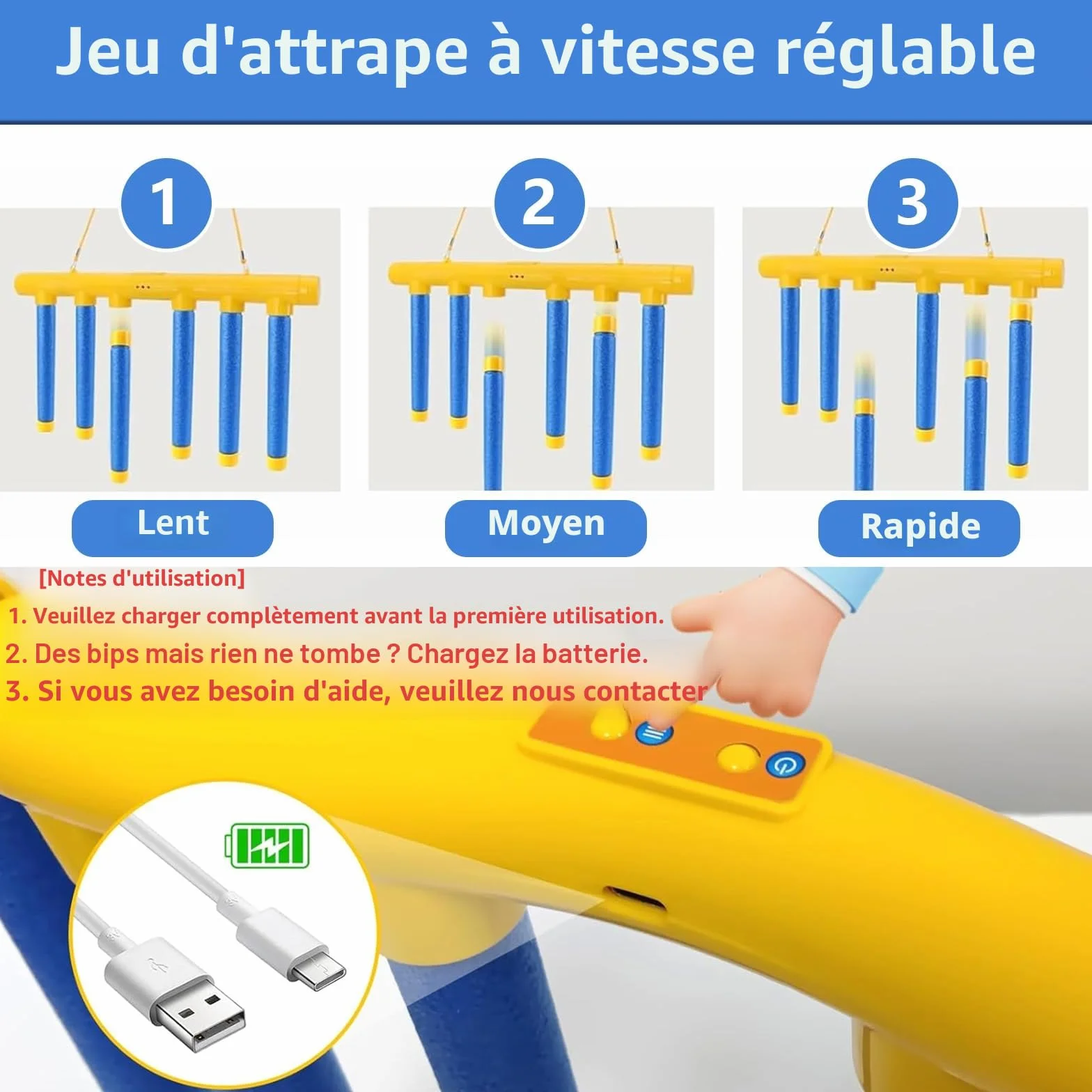 Jouet d'Entraînement à la Réaction avec Bâtons Tombants - Jeu de Capture de la Coordination Œil-Main pour Enfants et Adultes - Défi Réflexe (A)