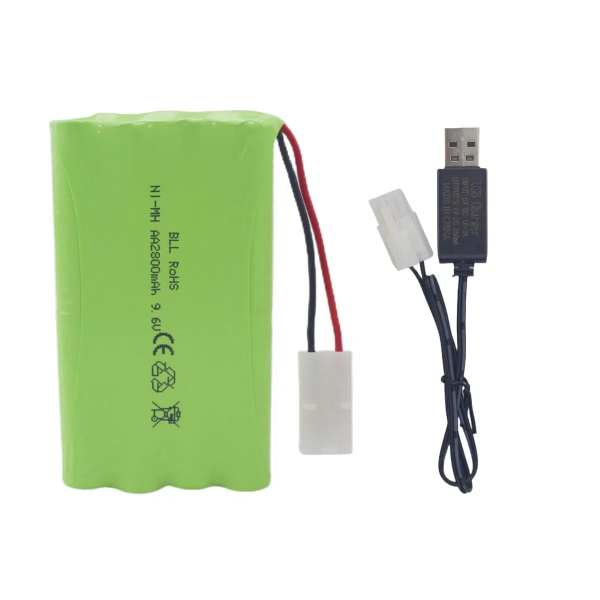 9.6V 2800mah AA Batteries Rechargeables avec Prise Tamiya et câble de Chargement USB pour Voitures-Jouets RC Camions Chars Véhicules d'ingénierie Bateaux
