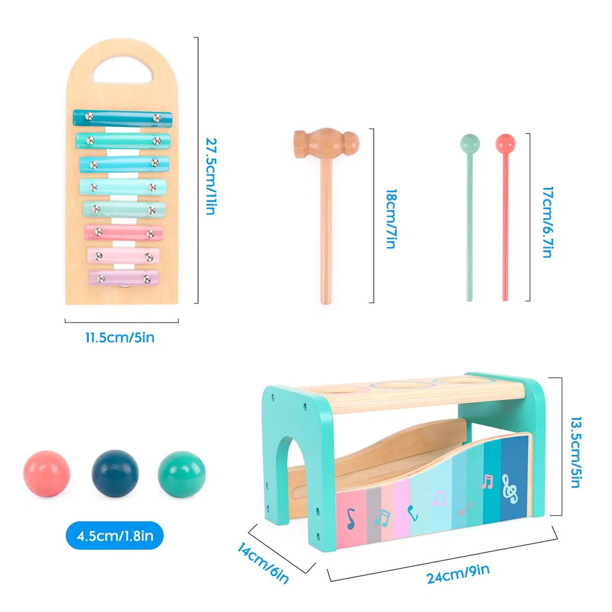 Jouets de Banc Martelant avec Xylophone Bebe Coulissant des Jouets Colorés de Xylophone,des Jouets d'apprentissage pour l'éducation précoce Montessori,Cadeaux d'anniversaire pour 1 2 3 ans et plus