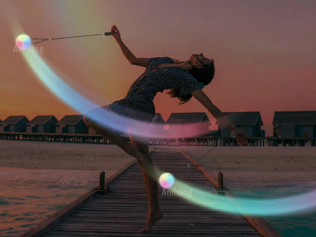 Anlising 4PCS LED Poi Balls, Balle de Jonglage Lumineuse, Balles Lumineuses LED avec Couleurs Arc-en-Ciel, Balles de Jonglage Poi, pour Enfants et Adultes à Danser, Spectacle de Lumière, Orgie