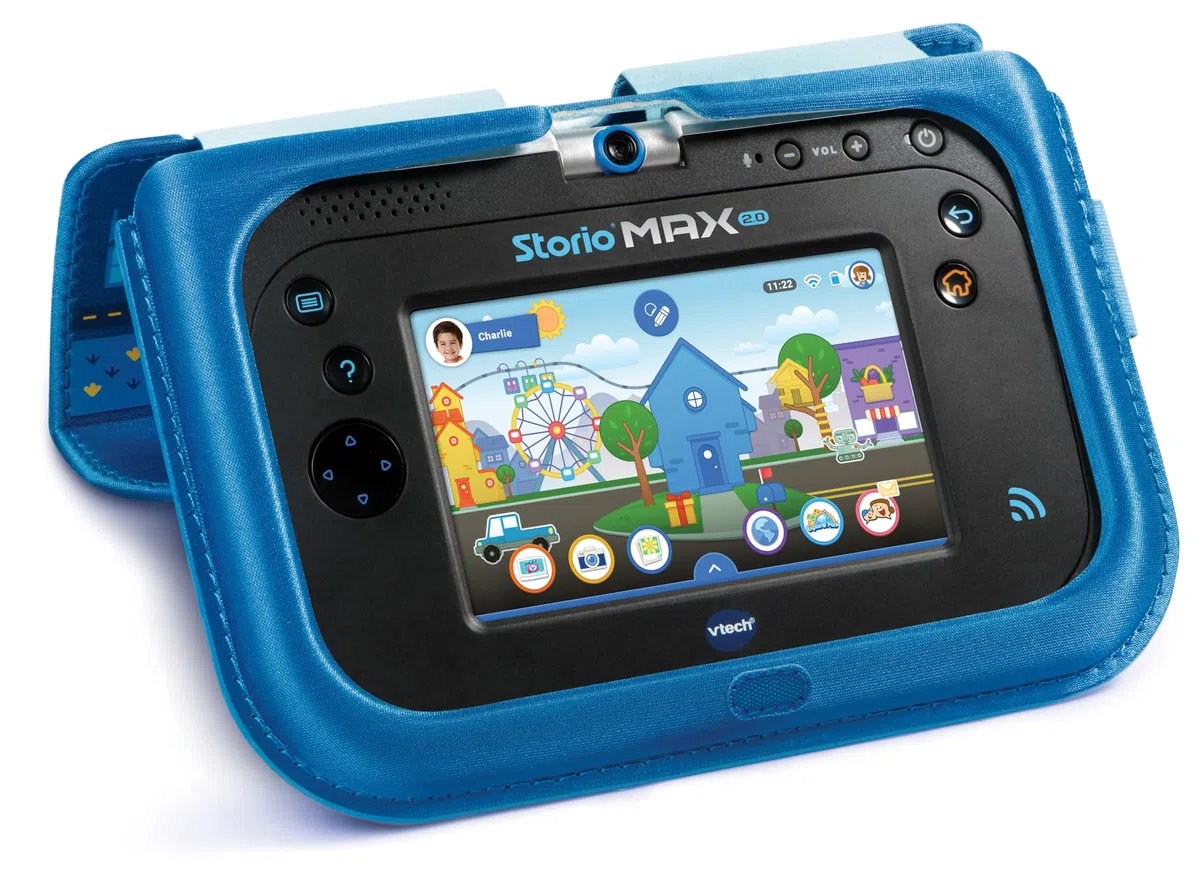 VTech - Étui à Rabat Bleu pour Tablette Enfants avec Écran 5 Pouces, Protection 2 en 1 Compatible avec Storio Max et Storio Max 2.0, Cadeau Enfant de 3 Ans à 11 Ans - Contenu en Français